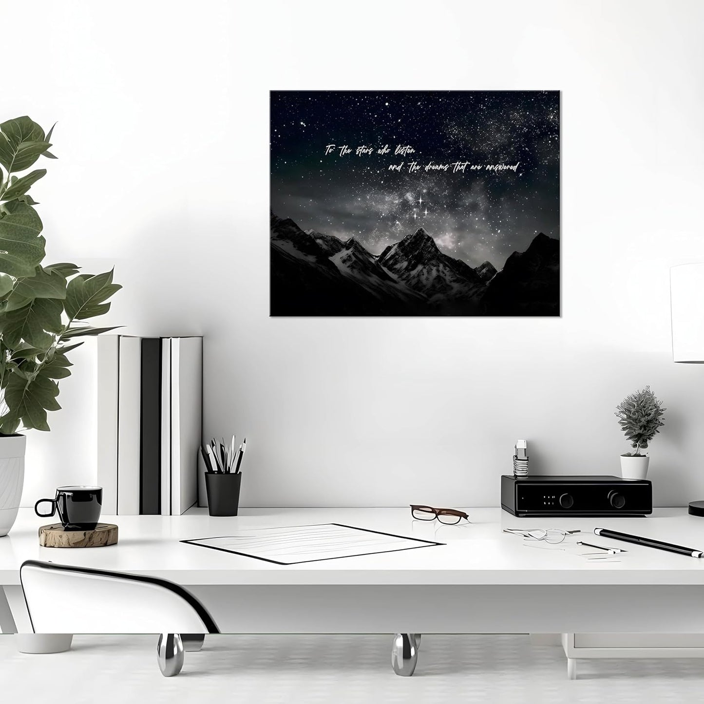 Framed Fantasy Books Canvas Wall art To The Stars Who Listen Merchandise Room Wall Decor Prints For Bookish Gifts, City Of Starlight Poster For Library Can Be Hung Directly 16x24in