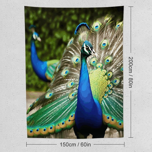 FodPand Beautiful Peacock Tapestry Anti-fading Wall Tapestry with Installation Kit Backdrop Banner Multipurpose Aesthetic Tapestries Boho Wall Art Hanging Decorative Blanket 60"x80"