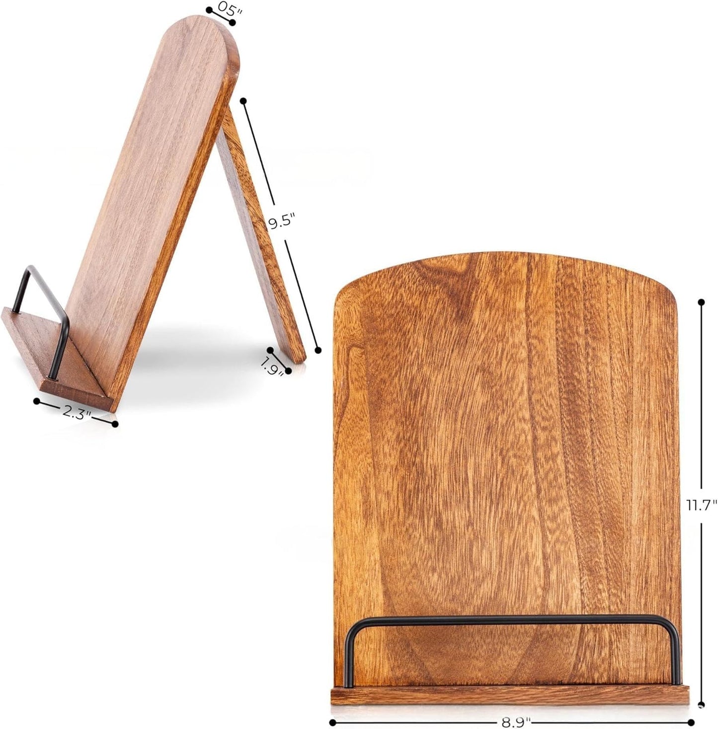 Cookbook Holder and Stand - Sturdy Countertop Design Effortlessly Holds cookbooks Crafted from Solid Wood for Durability and Style, This Versatile Kitchen Accessory Keeps Your Recipes Secure