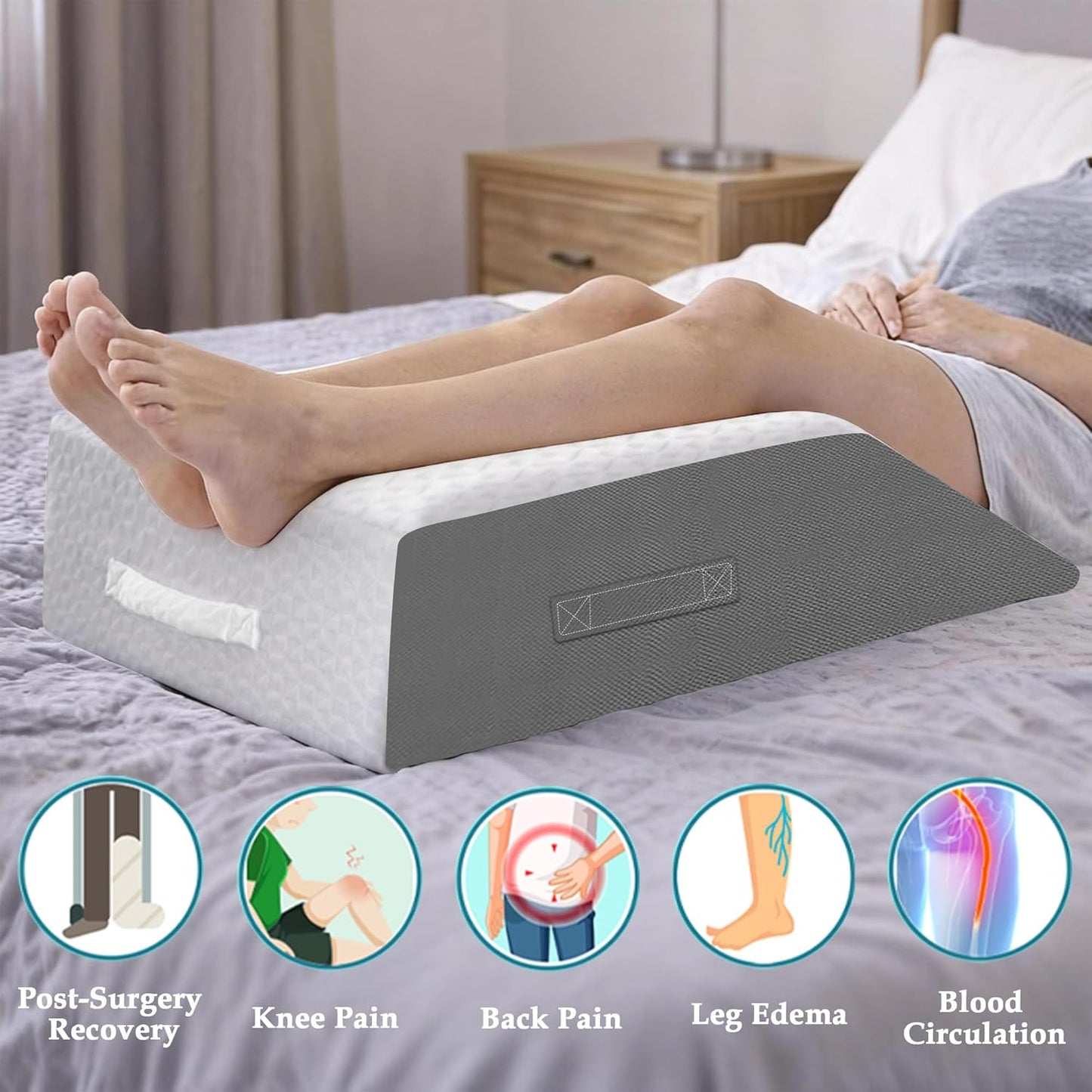 10" Leg Elevation Pillows Memory Foam Leg Support Bed Wedge Pillow Leg Elevated for Sleeping, Leg Pillows Good for Back& Knee& Hip& Ankles