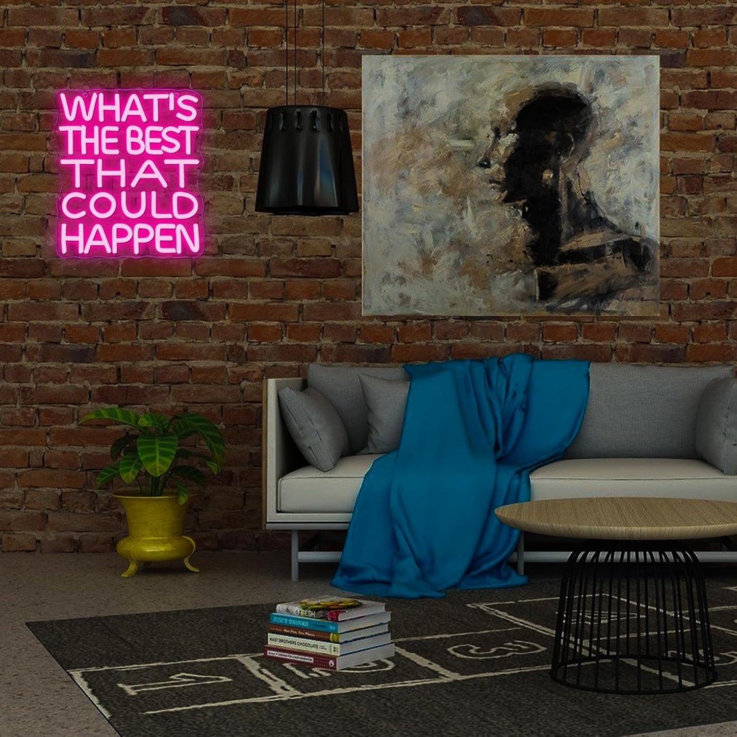 What's the Best That Could Happen Neon Sign, Dimmable Uplifting Quote Art, Motivational Quote Wall Decor Neon Light Sign, Aesthetic Inspiration Wall Art Decor Best Birthday Gifts(10.6 * 11.8in)