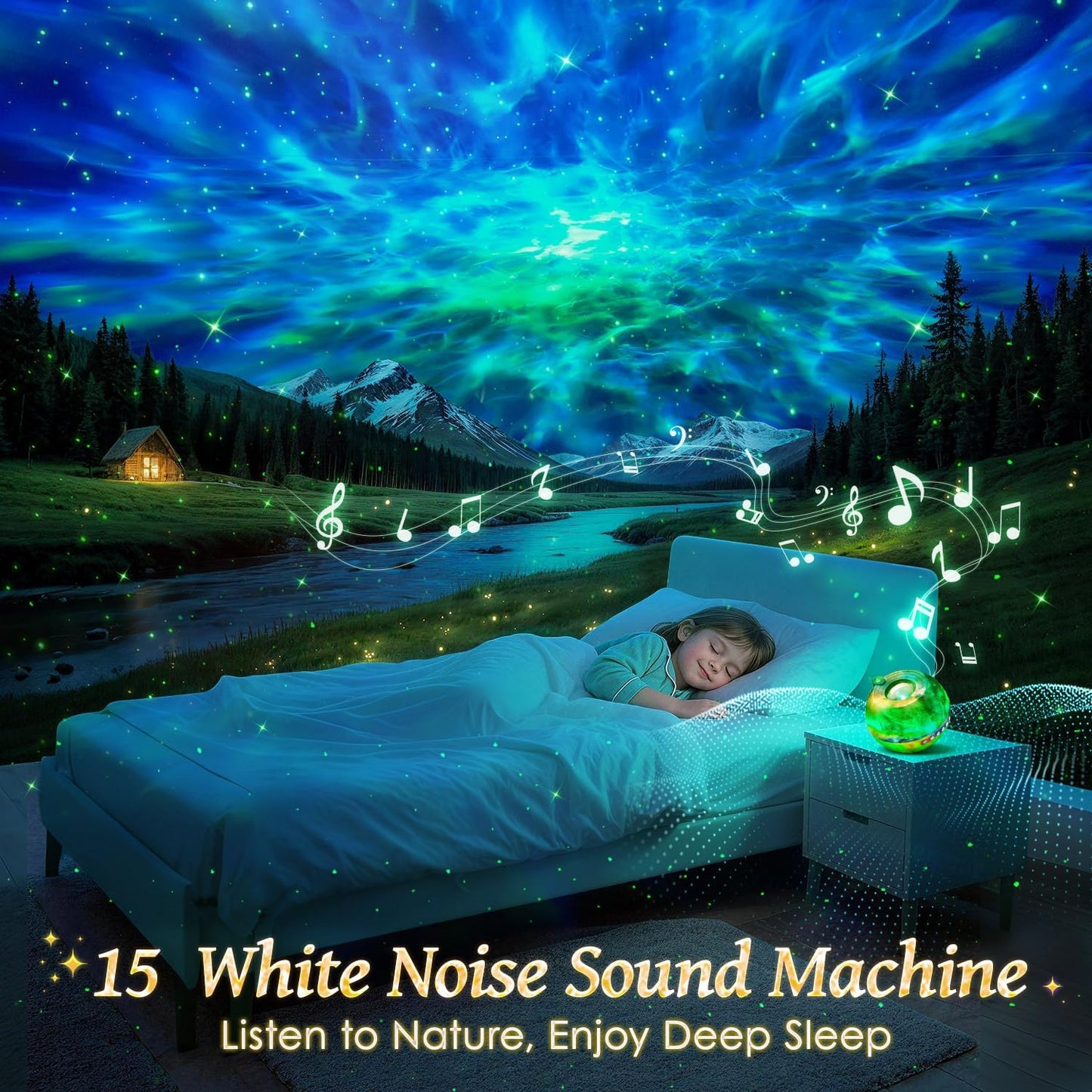 Galaxy Projector for Bedroom,15-Color Galaxy Light Projector Star Projector for Kids Night Light Projector Night Light for Kids,Remote 15 White Noise Sound Machine Ceiling Star Lights for Bedroom Gift