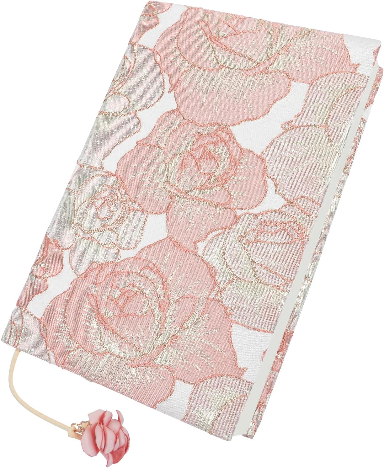 Book Cover Protector for Paperback, A5 Book Cover for Hardcover, Soft Cloth Book Covers - Pink Rose Floral Design, Adjustable Book Sleeve Fit for 5.5×8.5 inch Hardcover Notebook Textbooks Bible Novels