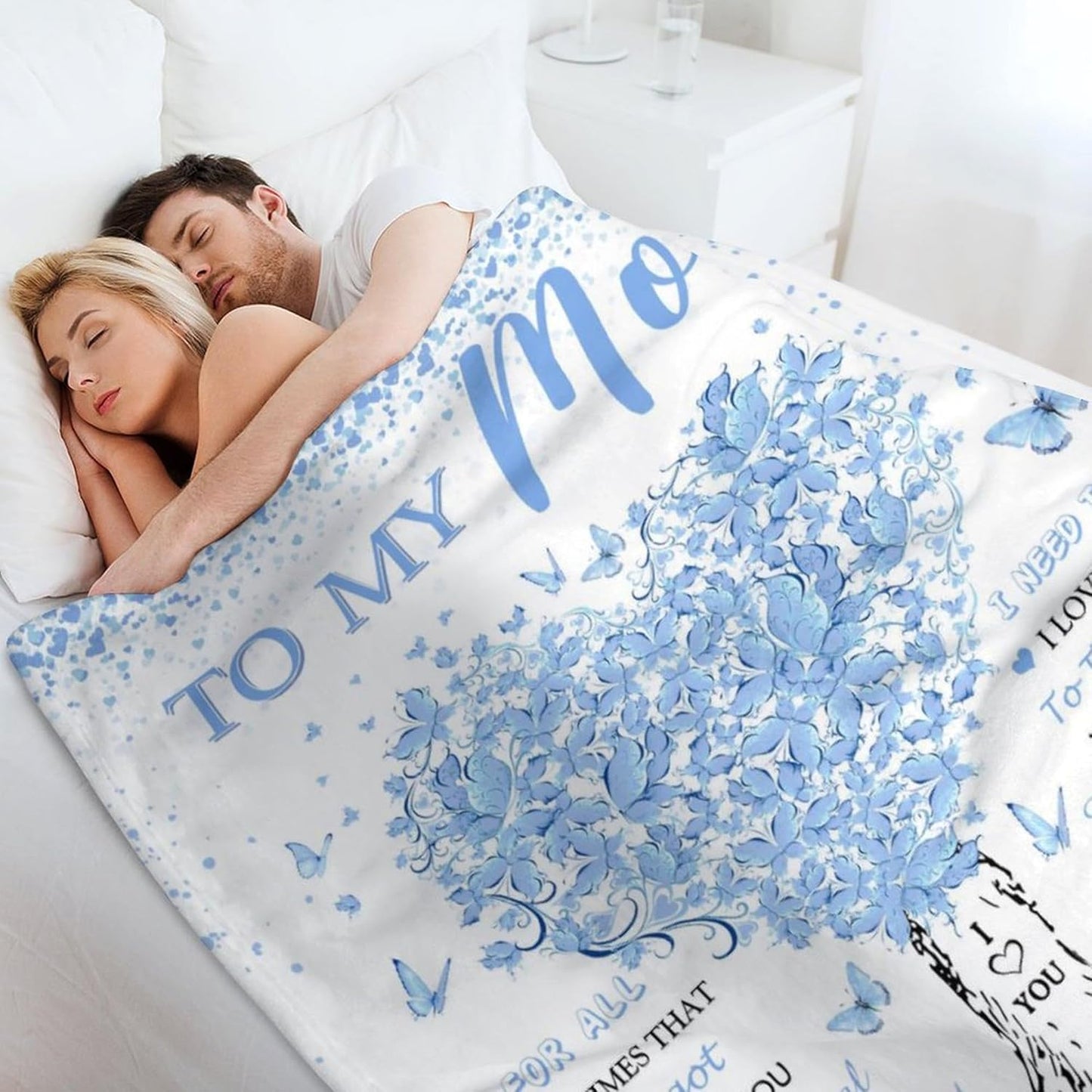 Mom Blanket, Gift for Mom from Daughter Son, Unique Blue Women Throw Blanket Gifts for Mothers Day Anniversary Christmas, Super Soft Warm Flannel Blankets 60"X50" for Couch Bedroom Livingroom