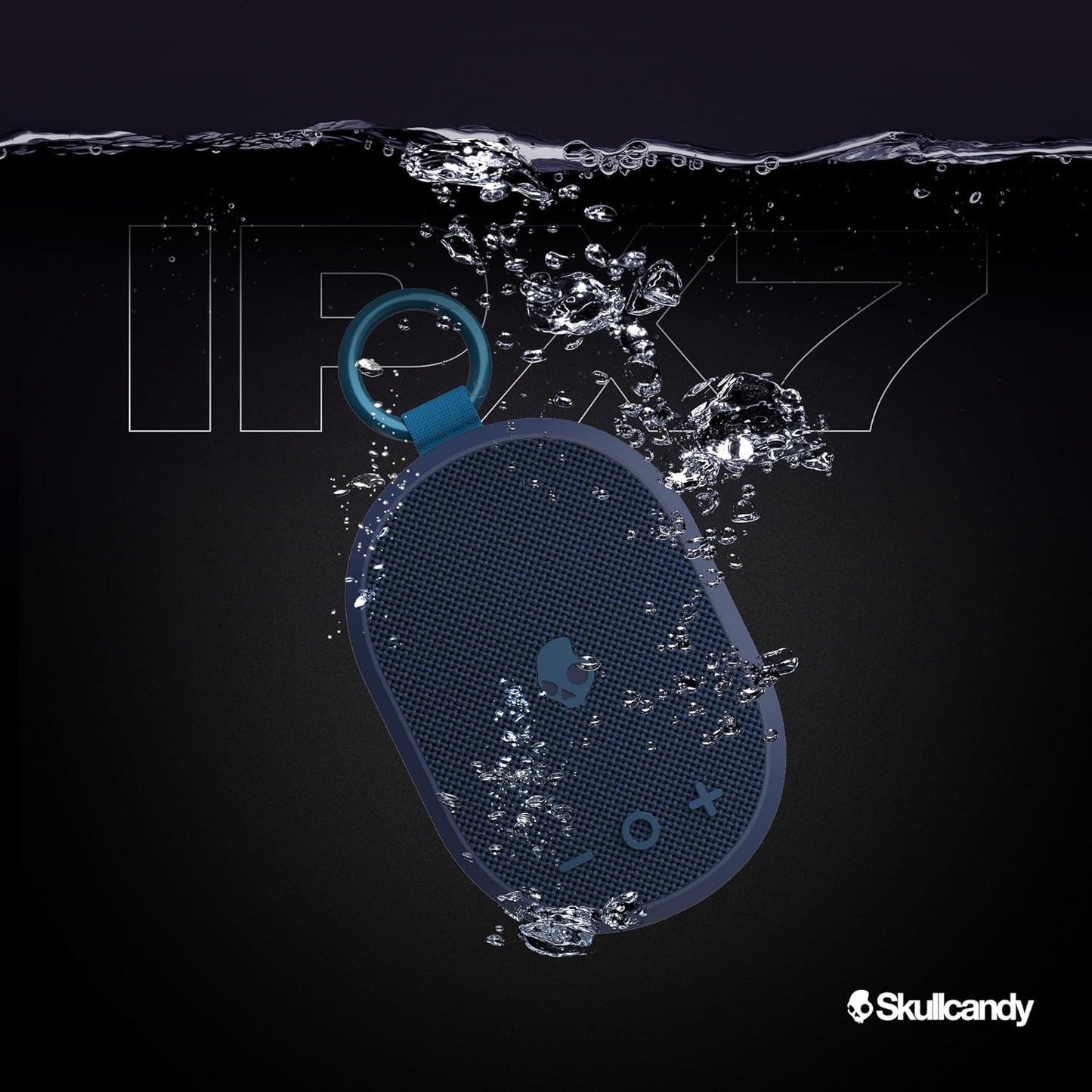 Skullcandy Kilo Wireless Bluetooth Speaker - IPX7 Waterproof Mini Bluetooth Speaker with 24 Hour Battery, Downward Firing Passive Radiator, and True Wireless Pairing - Perfect for Outdoor (Navy)