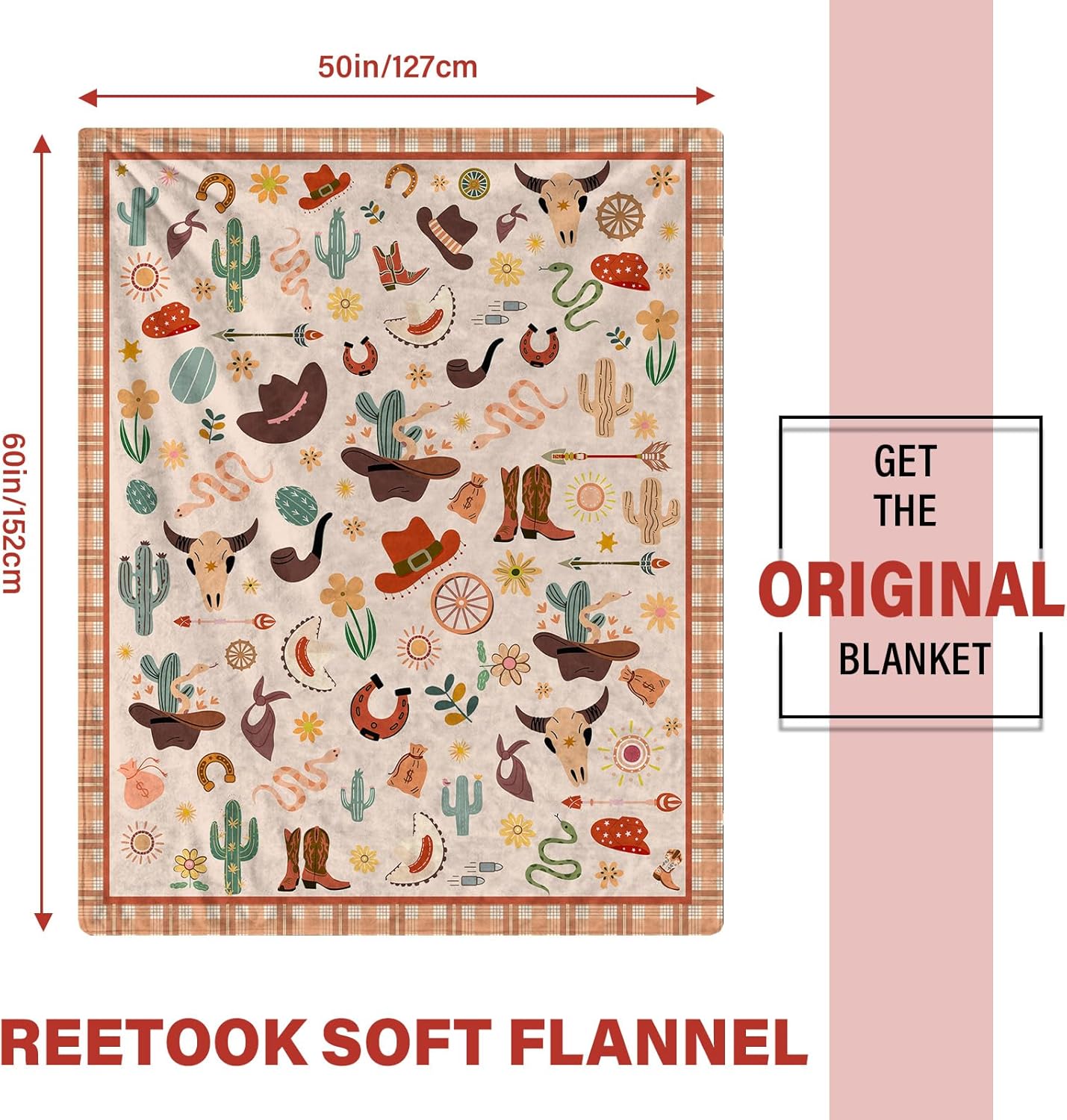 Western Blanket Gift for Women Girls, Soft Cowboys Blanket for Young Adults, Cozy Flannel Western Throw Blanket, Warm Gift Cowboys Throw Blanket for Couch, Bed, Gifts for Christmas Thanksgiving 50x60
