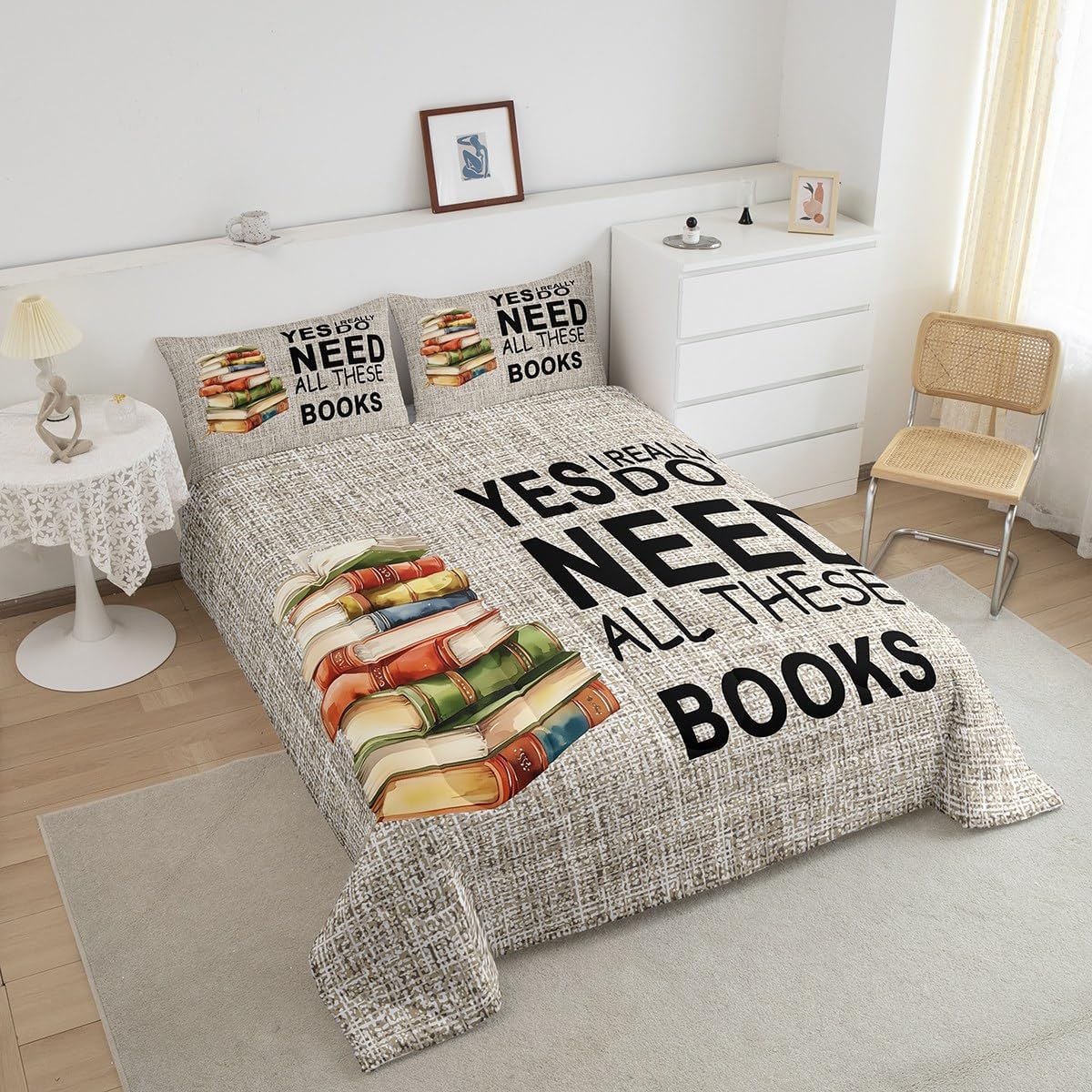 Castle Fairy Books Pattern Full Size Comforter Set,Book Lover Bedding Set for Adults Teens,Children Book Comforter Luxury Watercolor Quilt Set Room Decor 3Pcs