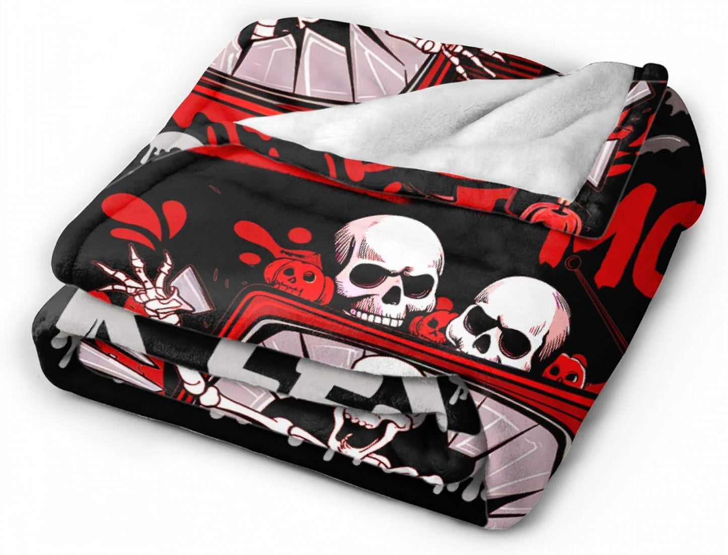 Horror Throw Blanket, I Like Horror Movies Gifts for Kids Adults, Soft Flannel Skull Blankets Quilts for Bed Sofa,Halloween Decoration for Bedroom,40"x50"