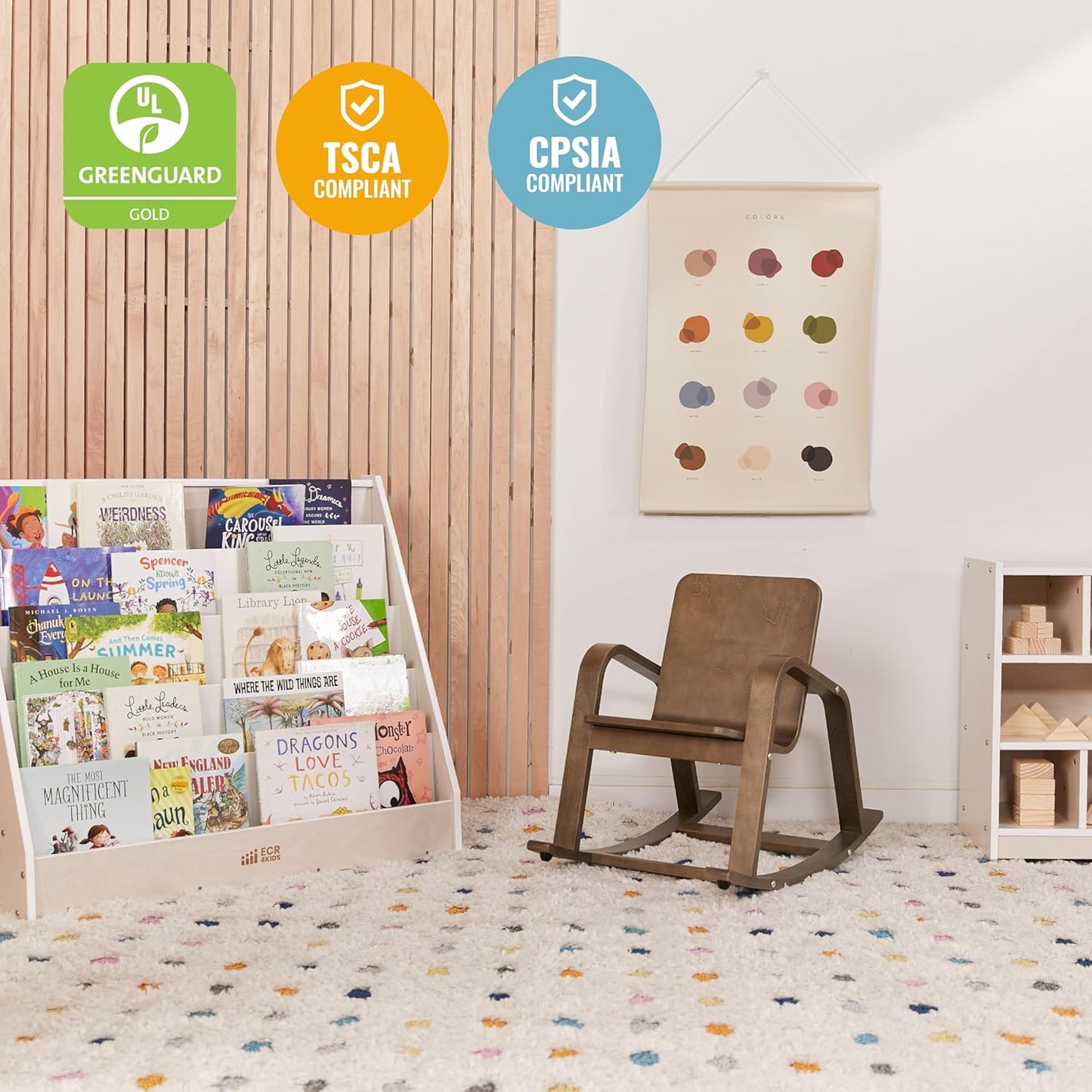 ECR4Kids Bentwood Rocking Chair, Kids Furniture, Grey Wash
