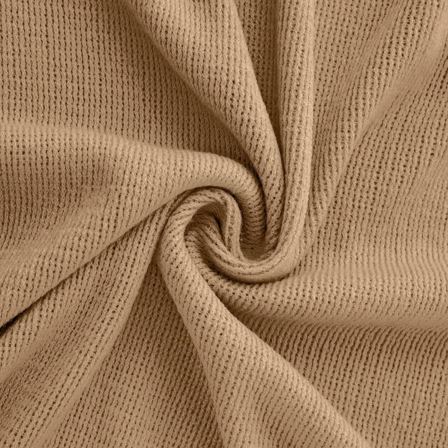 Vonty Light Brown Knitted Blanket with Tassels Fringe 60" x 80", Super Soft Knit Throw Blanket, Farmhouse Decorative Lightweight Blanket for Couch, Sofa, Bed