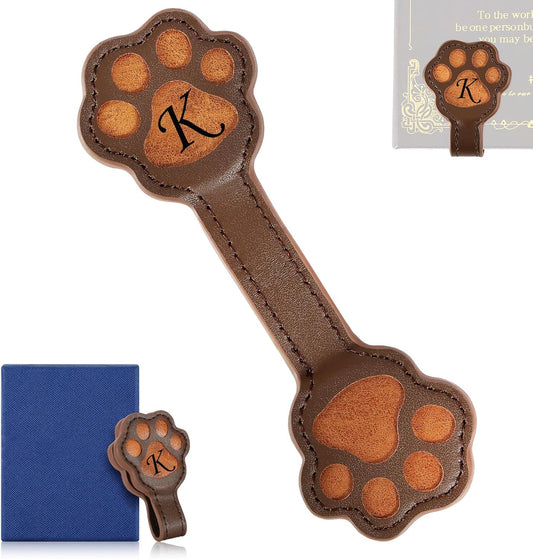 Magnetic Leather Bookmark, Cute Initial Magnetic Bookmarks Clip, Vintage Book Marker Clip Gifts for Readers, Kids, Book Lovers-K