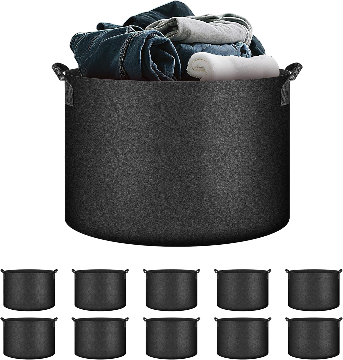 Simple Deluxe 10 Pack Storage Bins Heavy Duty Fabric Baskets with Handles, 300G Breathable Closet Organizer Boxes for Clothes/Toy/Linen in Shelves/Bedroom/Nursery, Washable & Foldable, 15.9''DX11.9''H