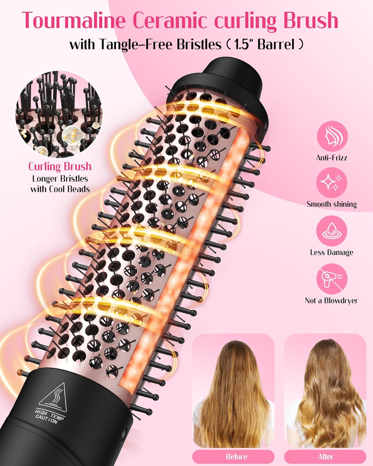 ANIEKIN 5 in 1 Curling Iron Set, Fast Heat Up Curling Wand from 3/8 to 1 1/4 Inch and a Thermal Brush Come with, Dual Voltage Hair Curler for Women All Hair Types and Travel Use, Gifts for Women