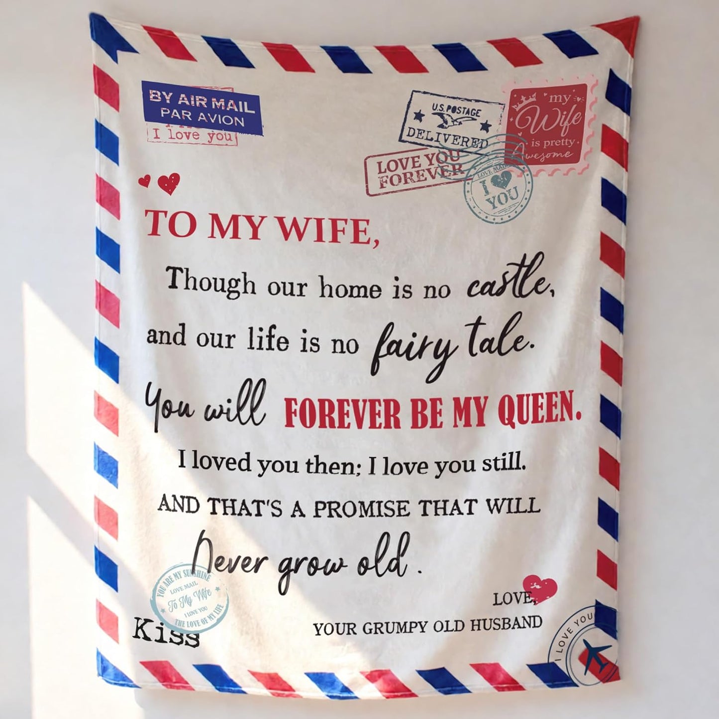 Gift for Wife from Husband - Wedding Anniversary Romantic Gifts for Wife, Valentines Day Gift, Birthday Gifts Cozy Soft to My Wife Flannel Throw Blanket for Couch Bed