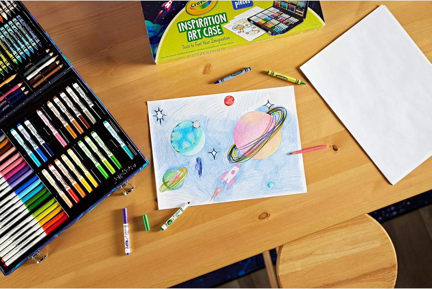 Crayola Inspiration Art Case Space Coloring Set (140pcs), Essential Easter Basket Stuffers, Art Kit for Kids, Crayons, Markers, Pencils, Easter Gifts for Kids, Ages 5+ [Amazon Exclusive]