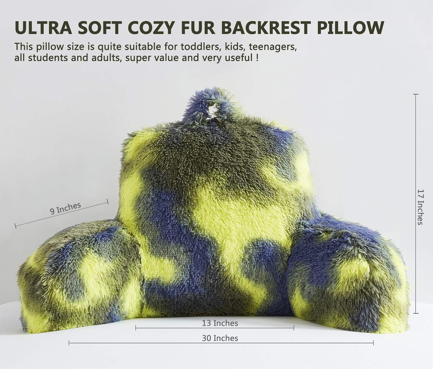 Reading Pillow for Bed Adult - Faux Fur Backrest Pillow with Arms, Ergonomic Back Rest Pillow for Sitting Up in Bed, Fluffy Sit Up Pillow, Brilliant Gaming Pillow for Bed, Boyfriend Pillow