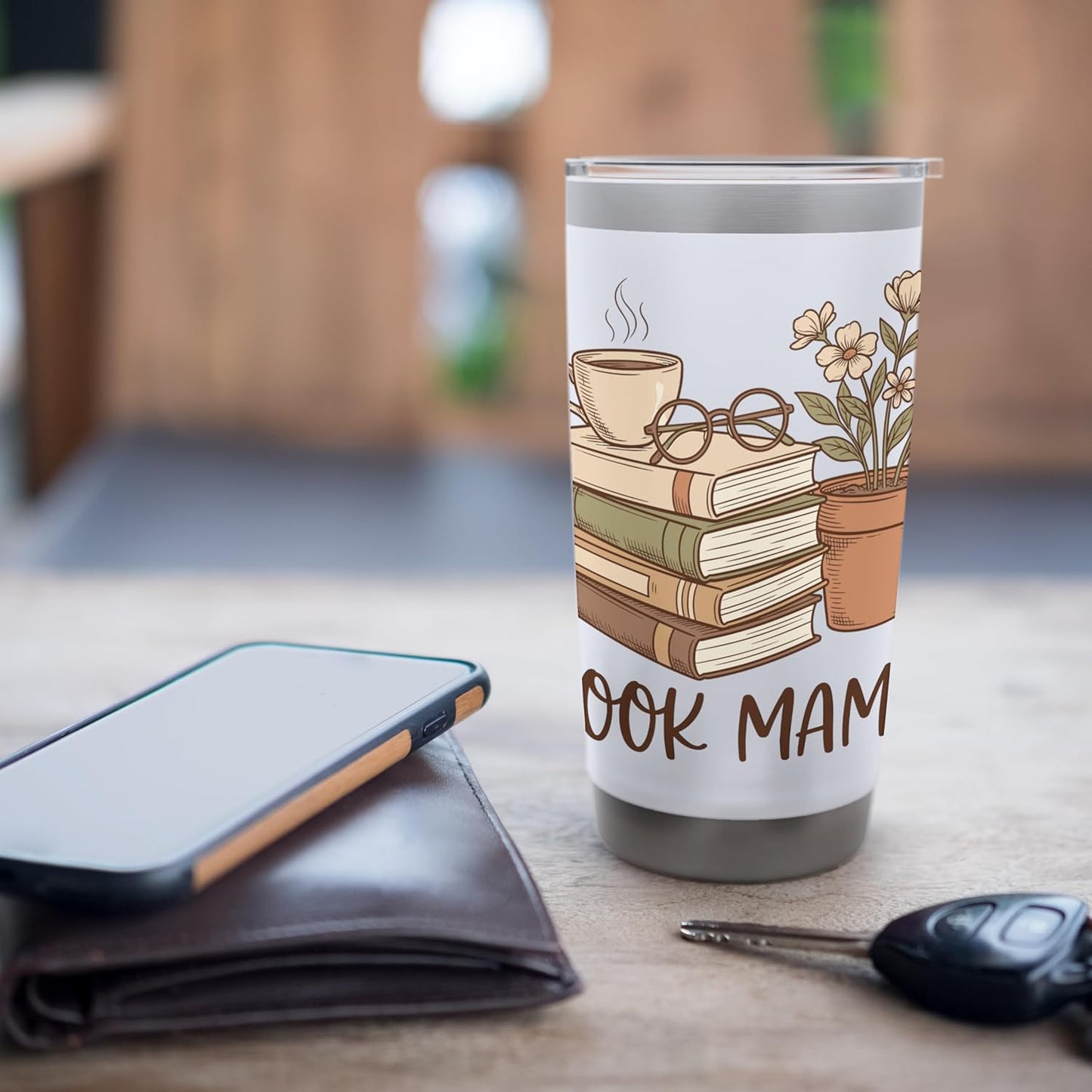 Book Mama Coffee Reading Library Literacy Mother Lover Stainless Steel Insulated Tumbler