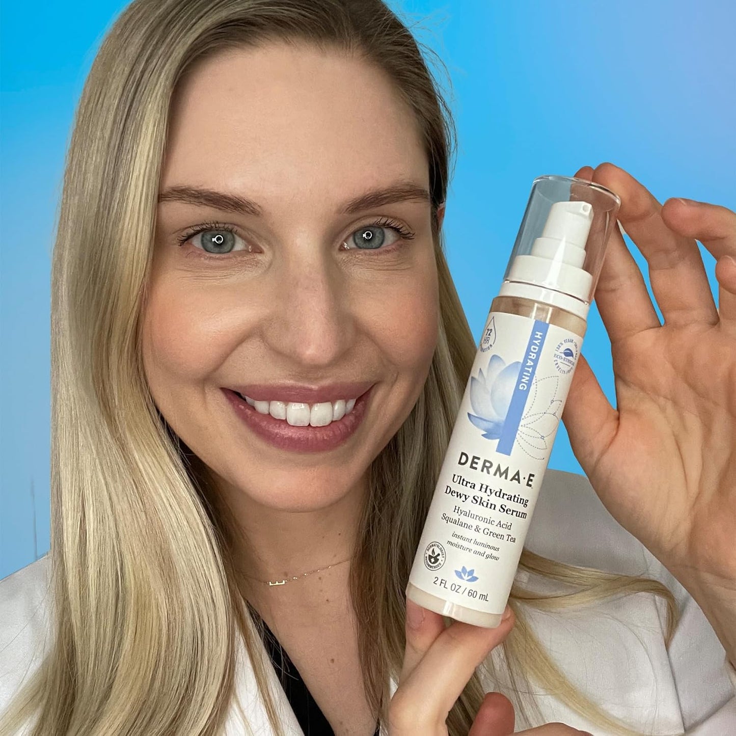 DERMA E Ultra Hydrating Dewy Skin Serum – Moisturizing Facial Treatment with Anti-Aging Squalane, Hyaluronic Acid and Ceramides to Smooth and Replenish, 2 FL Oz