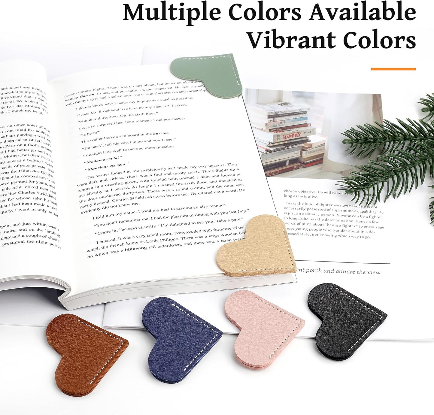 Leather Heart Bookmarks 6 Pieces, Adorable Cute Bookmarks for Book Lovers, Decorative Supplies to Organize Your Bookmark Corner, A Reading Gift for Female Readers, Bookmark Enthusiasts, and Book Clubs