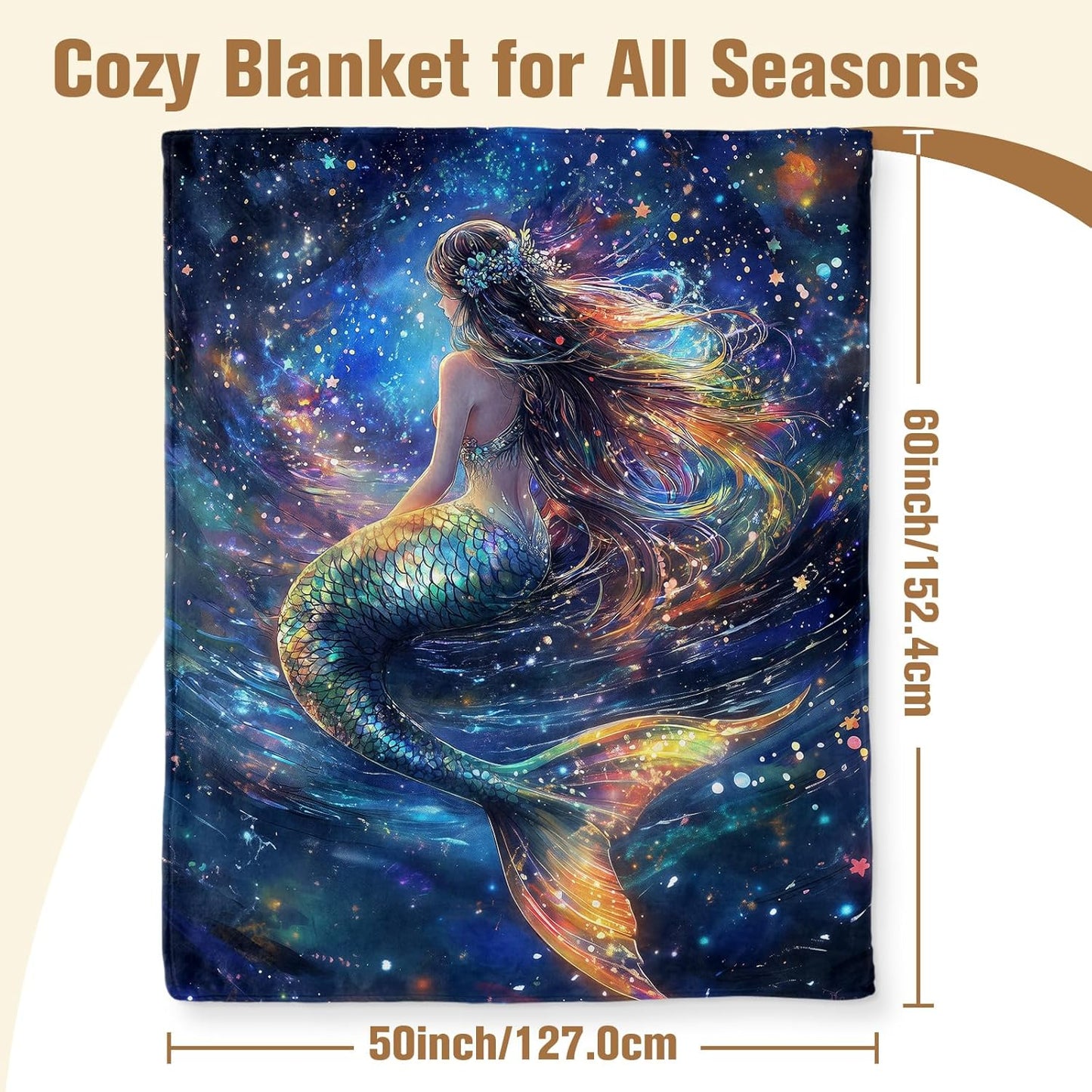 Aimego Mermaid Blanket for Girls Mermaid Throw Blanket Gifts for Girls Boys Ocean Theme Blanket for Living Room Home Decor Christmas Birthday Gifts for Women Girl(50X60 Inch)