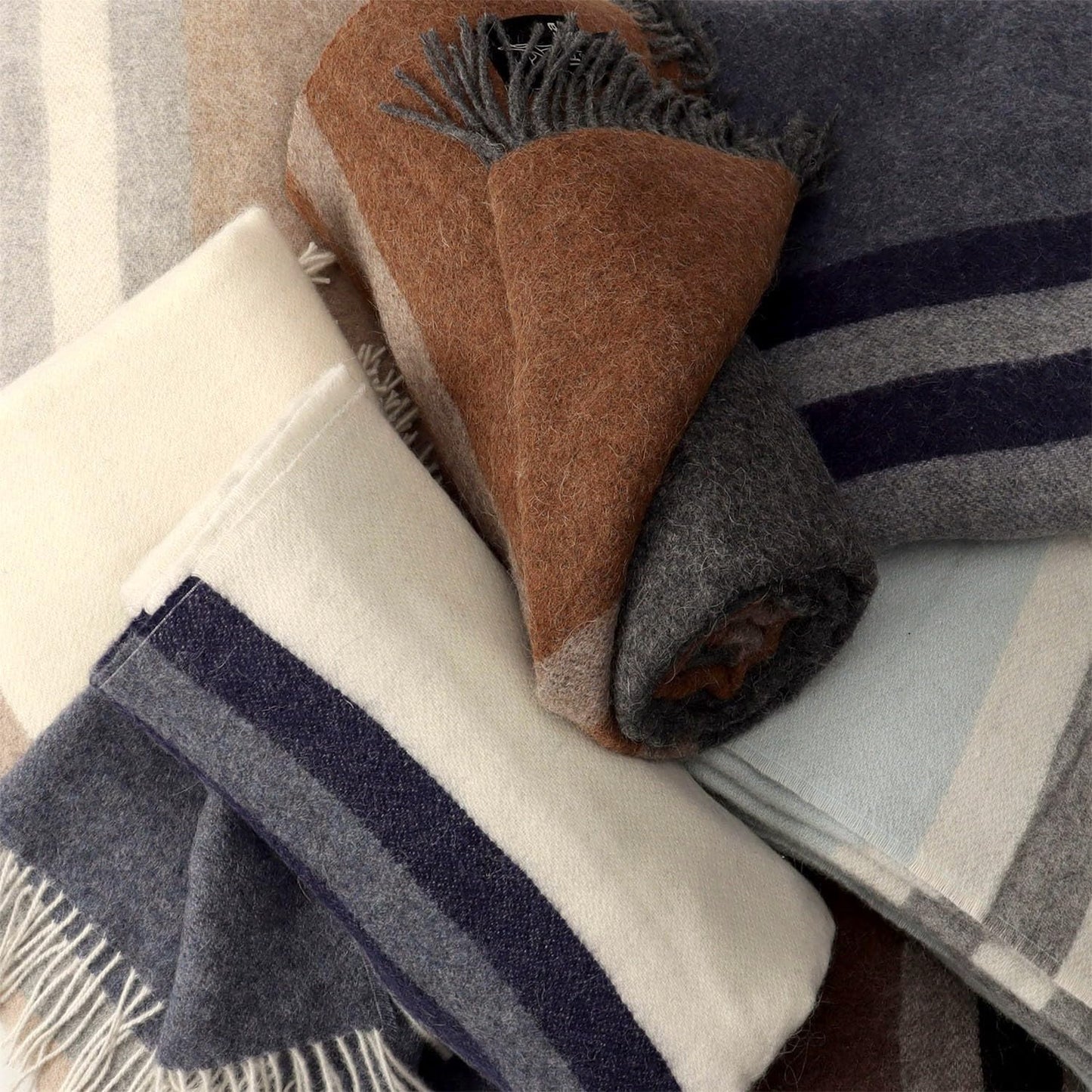 Superfine Alpaca Wool Throw Blanket - Lightweight Alpaca Merino Wool Throw Blankets | Soft Peruvian Alpaca Blanket Wool Blanket Striped Design 63" x 52" (Desert Sand/Espresso/Ash Gray)