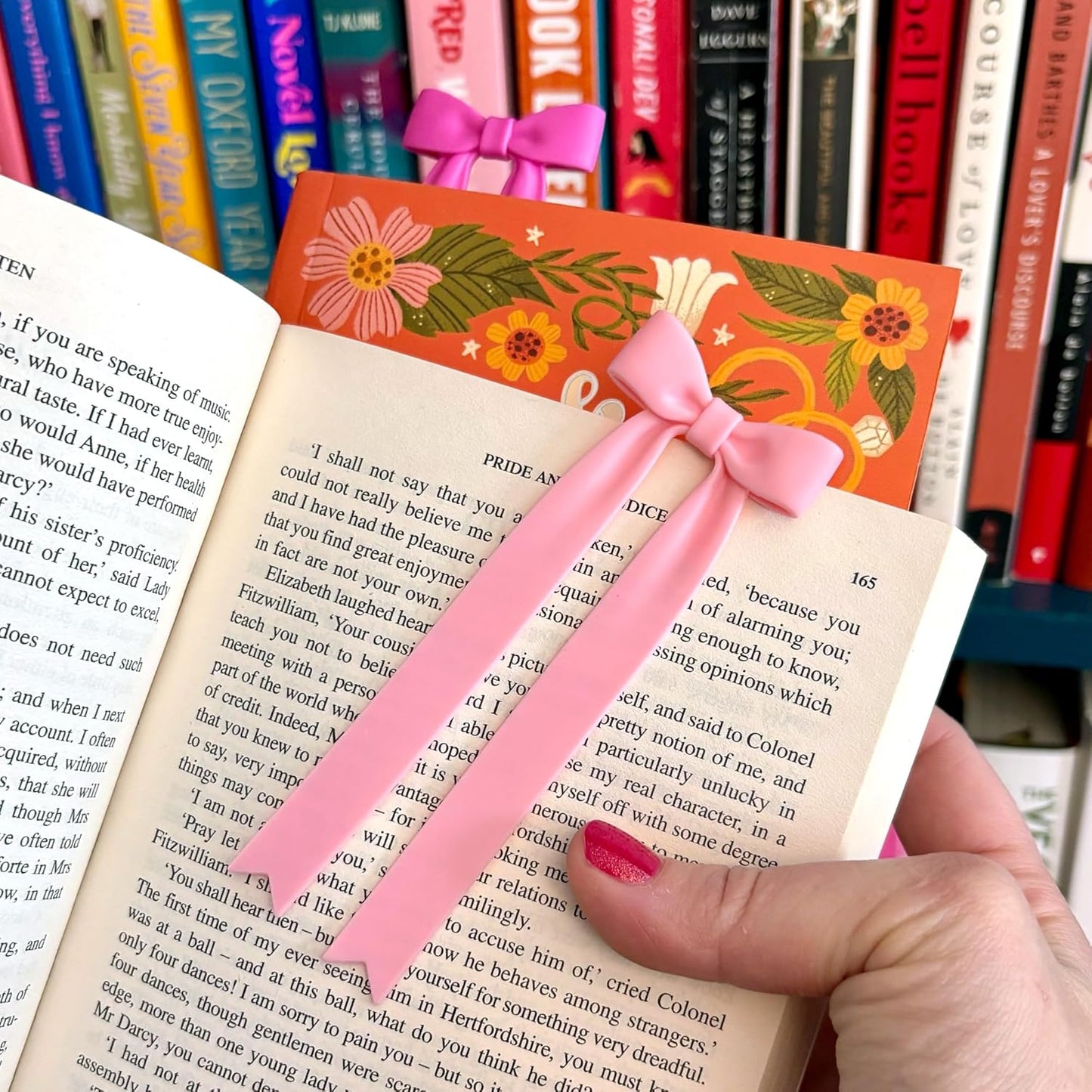 Genuine Fred Page Ties Bow Bookmarks, Set of Two, Pink, Flexible Silicone, Fun Stocking Stuffer, Gift for Book Lovers, Teachers, Back to School Coquette Aesthetic