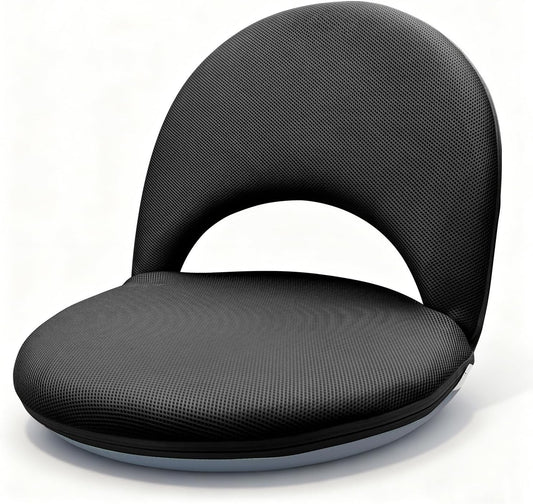 Floor Chair Floor Cushion Folding Padded Gaming Chair Adjustable 5-Position Floor Seat with Back Support for Kids Adult Great for Gaming Reading Meditating (Black)