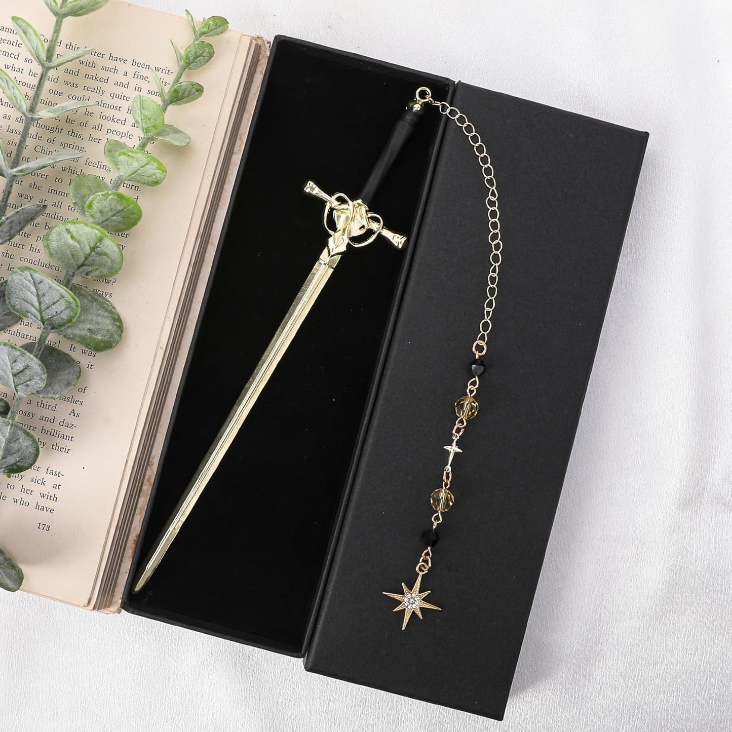 Fantasy Sword Bookmark Gifts - Funny Vintage Metal Book Marks Crystal Beads Chain Stars Charm Page Mark Bookish Birthday Gift Reading Accessories for Women Students Teachers Lovers Readers