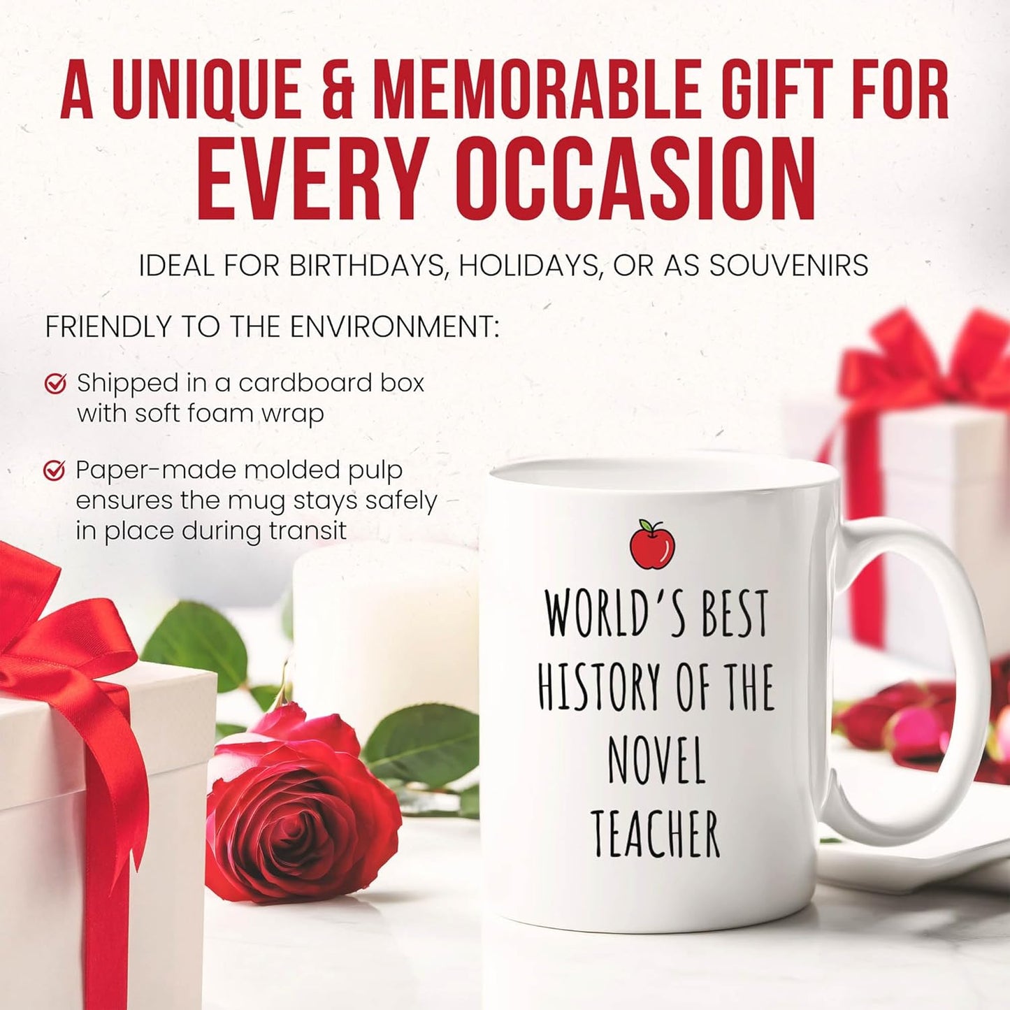 Best History Of The Novel Teacher Mug - Literature Educator Coffee Cup - Fiction Specialist Funny Gift From Book Lovers - Literary Advocate Tea Mugs - Storytelling Cups - 11 Oz Ceramic Gifts For