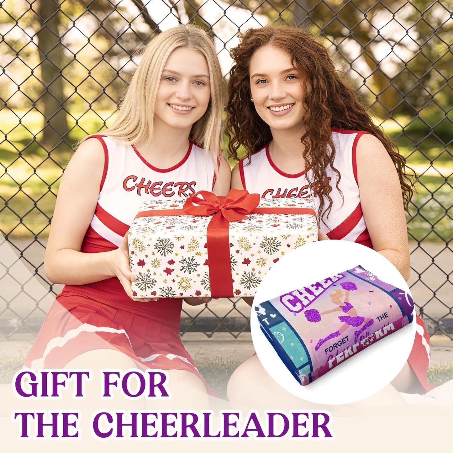Cheerleader Gifts, Blue Purple Throw Blanket 50x60 inches– Inspirational Quotes Grid Design – Soft Cozy Fleece for Watching TV, Office, Napping – Cheerleader Gifts for Girls
