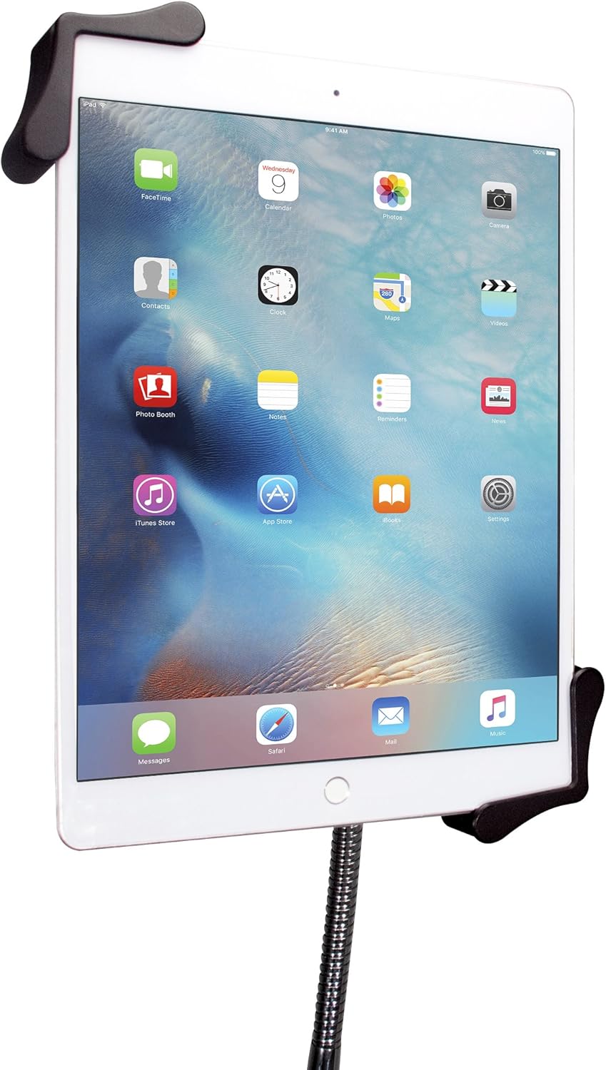 Gooseneck Floor Stand – CTA’s Compact, Adjustable Gooseneck with Swivel Casters for iPad 7th/ 8th/ 9th Gen 10.2”, iPad Air 4, 12.9”, Surface Pro, Zebra & Other 7-13” Tablets (PAD-CGS)