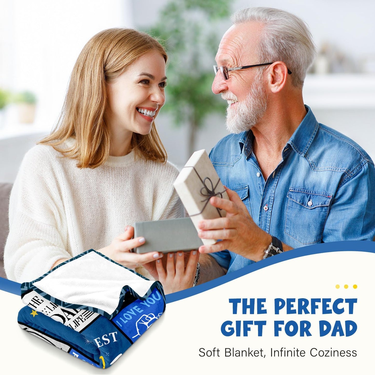 Dads Birthday Gifts Ideas - Dads Gifts from Daughter Son - Fathers Day Christmas Valentines Day Birthday Presents for Dad - Presents for Father Who Wants Nothing - Best Dad Ever Blanket 50"x60"