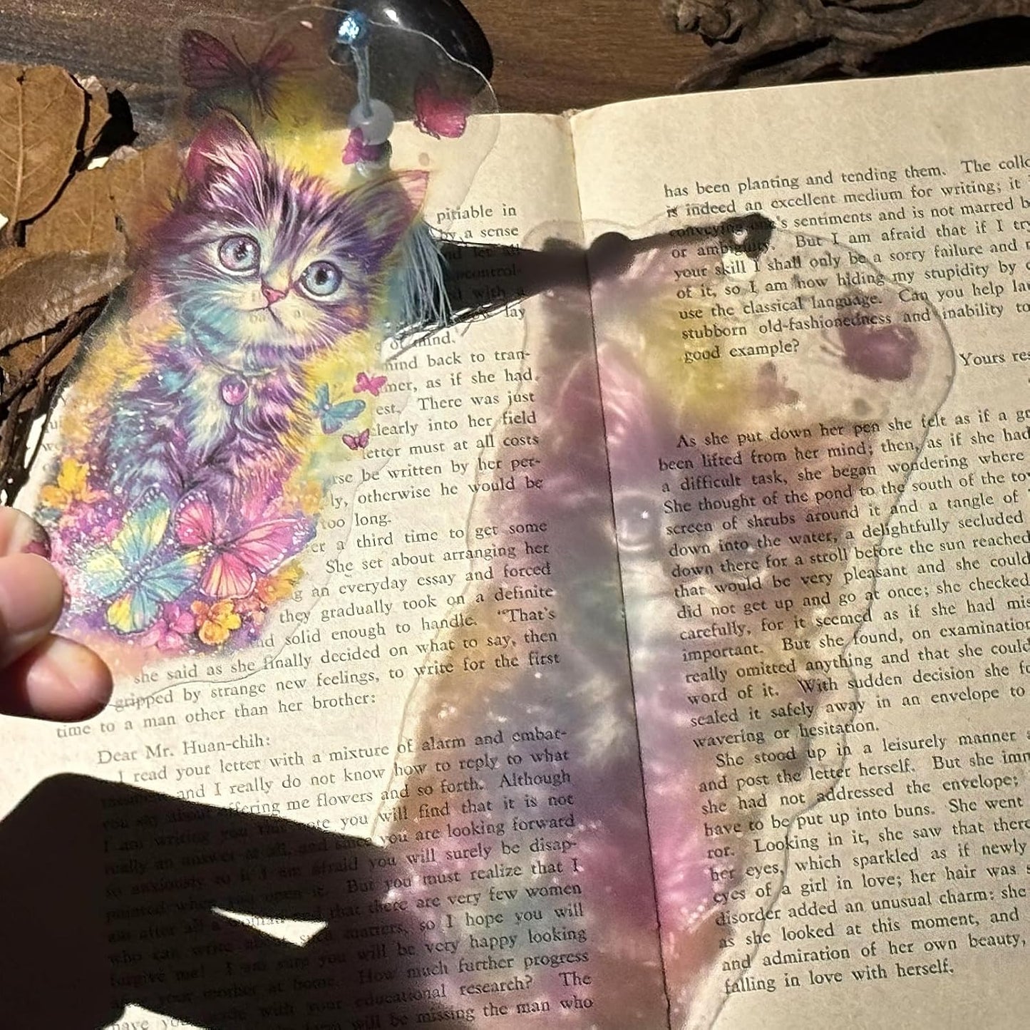 Cute Cat Bookmarks Gifts - 4 Pcs Cartoon Cats Butterflies Bookmark with Tassels Stained Glass Book Marks Gift Office Home Supplies for Women Kids Reading Lovers Writers Teacher Students Reader