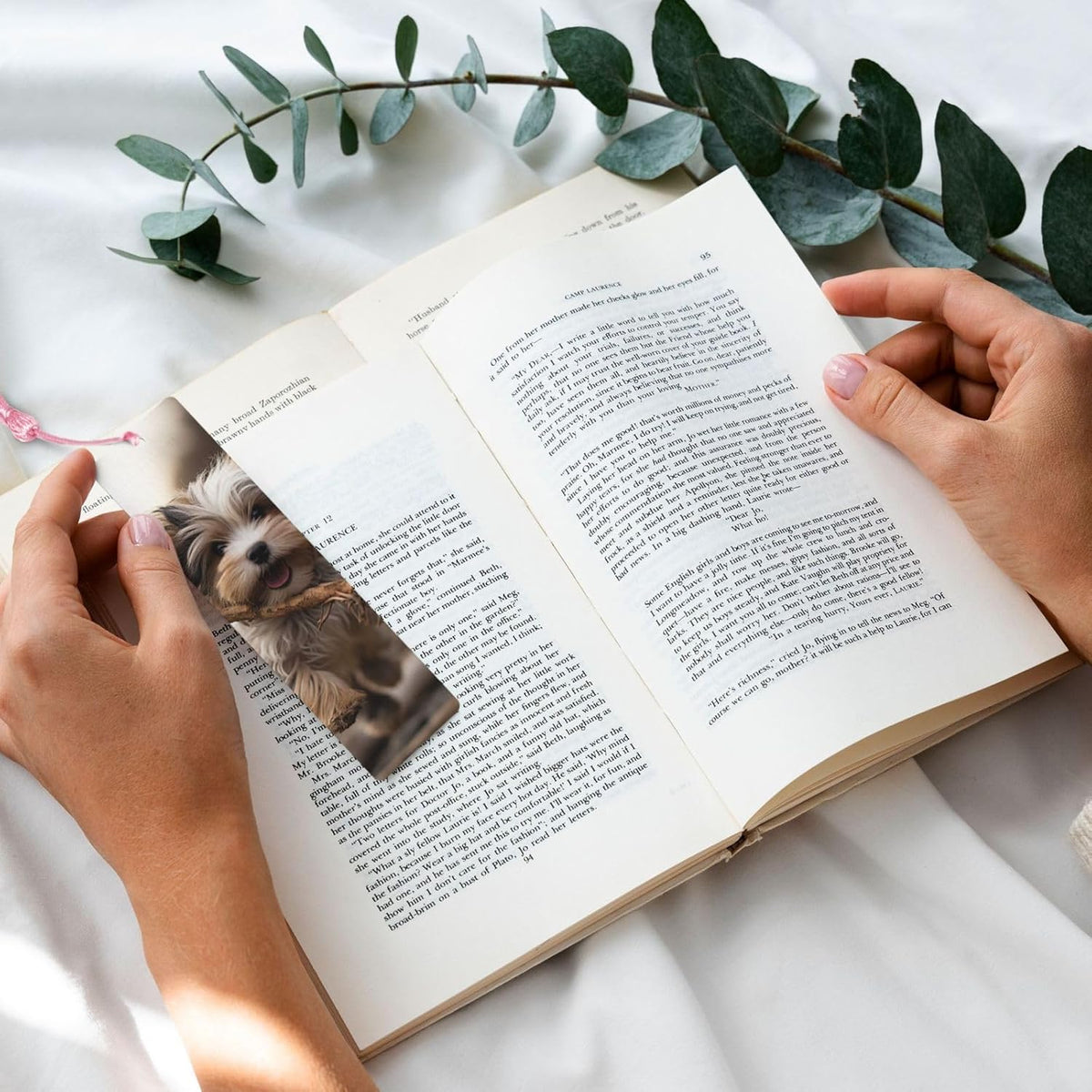 Puppy and Stick Bookmarks Gifts for Women Men, Wooden Bookmarks for Book Lovers, Vintage Book Marks Ornaments with Tassel, Unique Personalized Reading Page Markers Pink