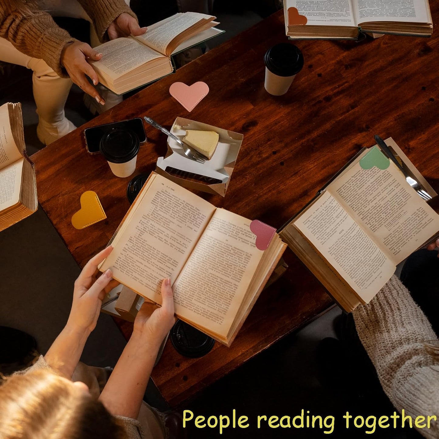 8 PCS Cute Heart Bookmarks with 1000 PCS Sticky Tabs for Reading, Tuuiimo Leather Book Mark Corner Page Markers Learning Kit, Gifts for Book Club Lovers, Teachers, Family, Friends, Women