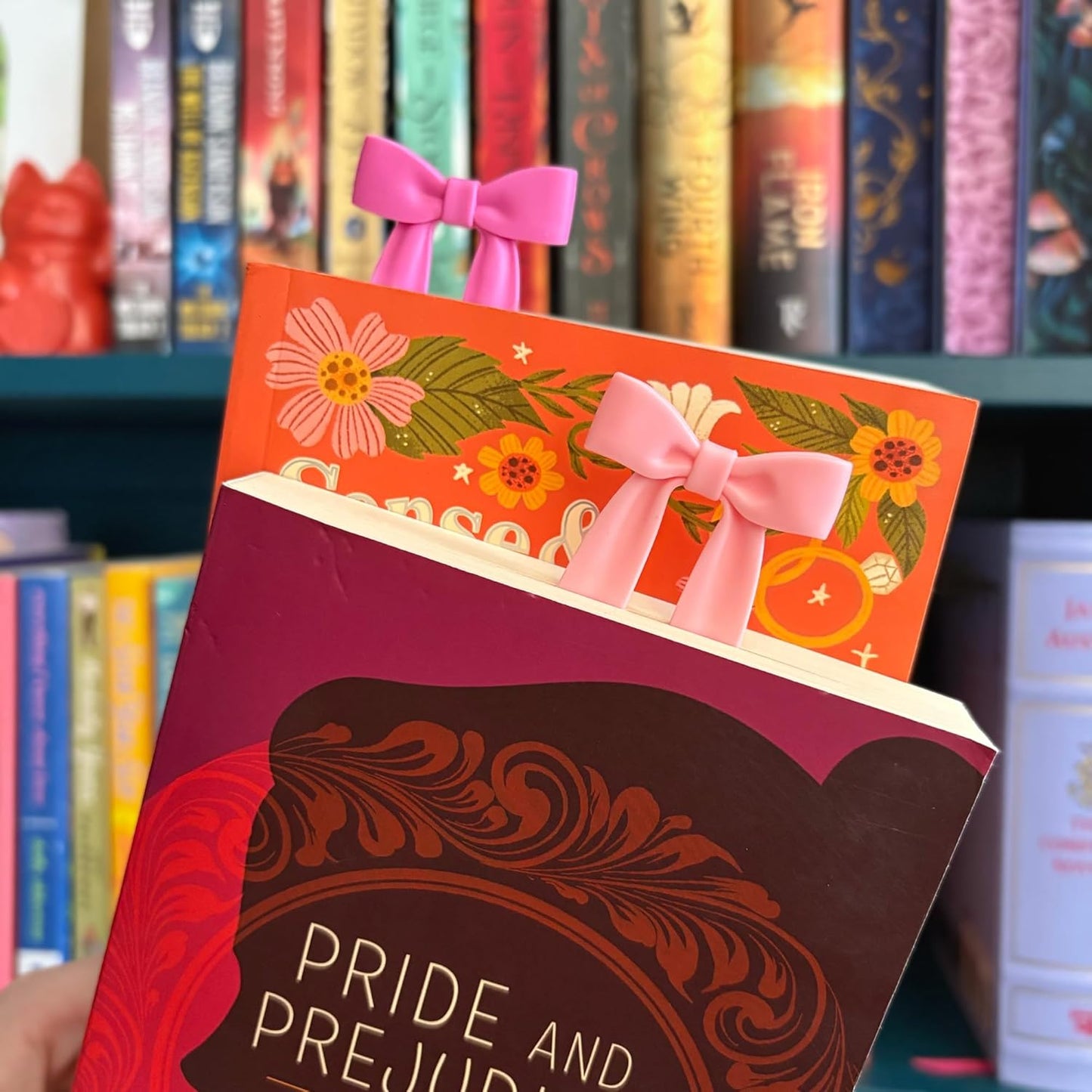 Genuine Fred Page Ties Bow Bookmarks, Set of Two, Pink, Flexible Silicone, Fun Stocking Stuffer, Gift for Book Lovers, Teachers, Back to School Coquette Aesthetic