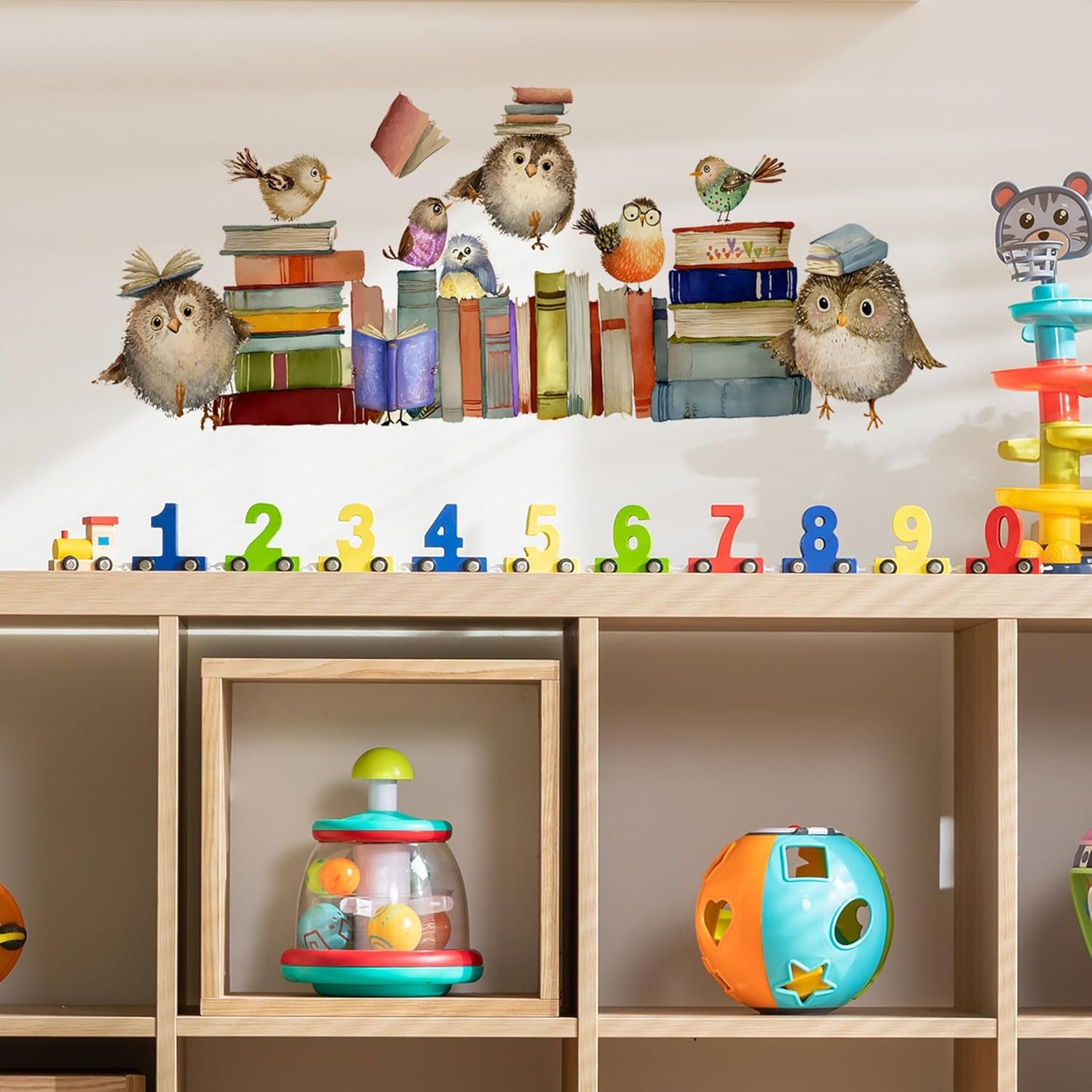 Reading Books Wall Decals,Owl Books Wall Stickers,Peel and Stick Art Wall Decors,Removable Learning Student Artwork,for Kids Bedroom Nursery Playroom Classroom Library Reading Corner Decoration