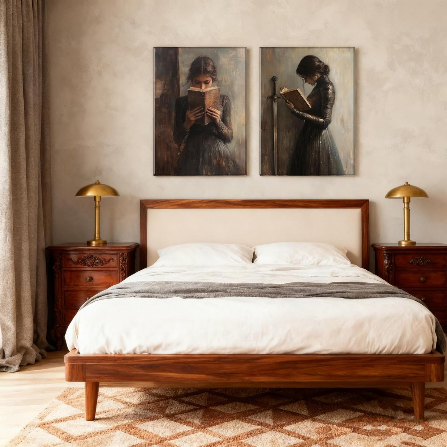 Dark Academia Wall Art Dark Moody College Girl Painting Poster Print Gothic Victorian Woman Reading Magic Book Picture Wall Decor for Library Corner Bedroom Dorm Living Room 16x24 In