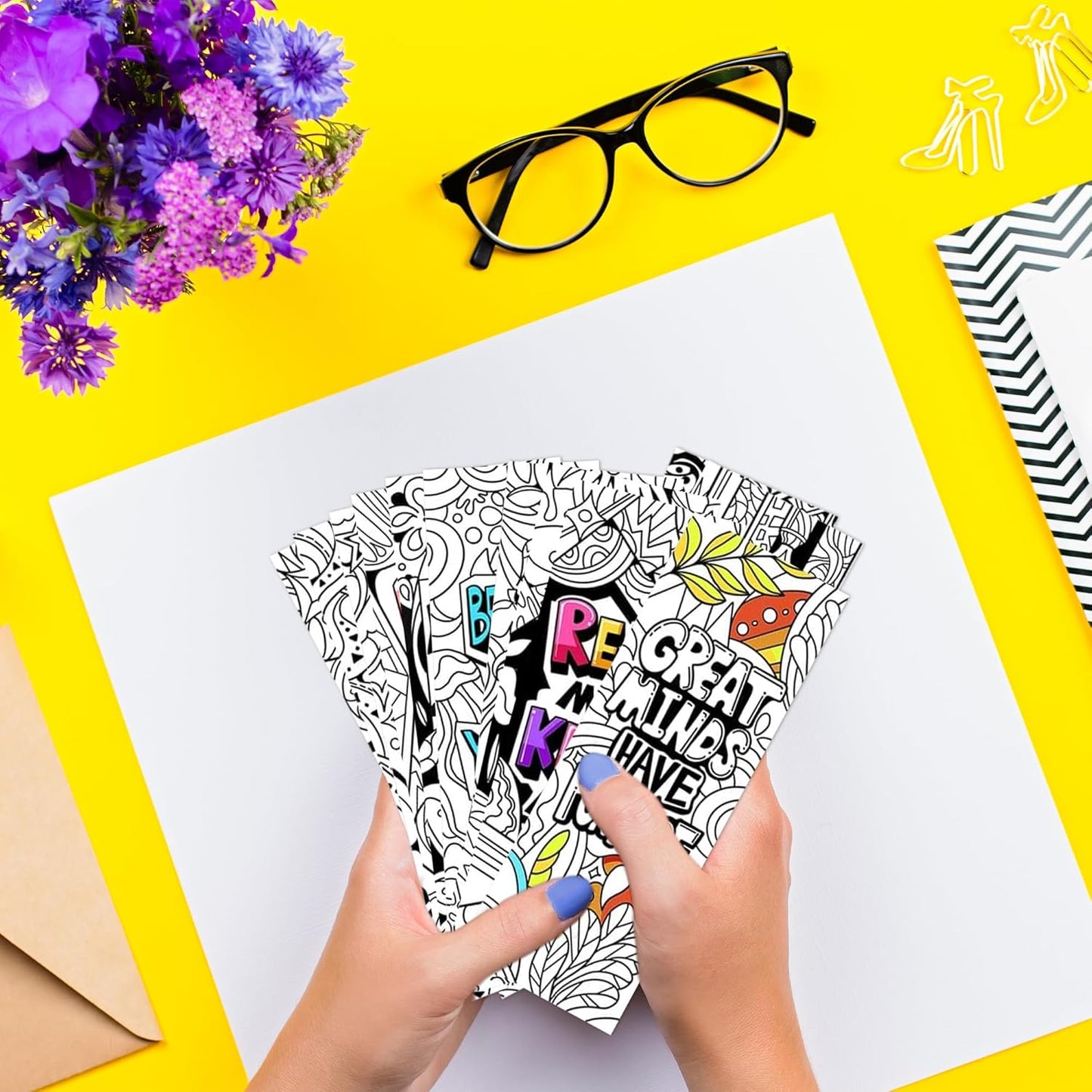VOCHIC 120 Piece DIY Inspirational Bookmarks Bulk Bookmarks, Cool Double-Sided Coloring Bookmark for Present, Color Your Own Book Marks for Adults, Teachers, Women, Men, Book Lovers,VBS Theme Gift