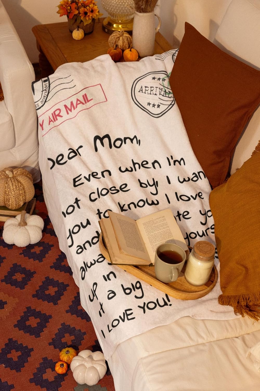 Mom's Blanket from her Daughter or Son, Super Soft Flannel with a Heartfelt Message, Warm and Cozy Gift for Mother's Day, Christmas, and Gifts for mom Birthday, Sentimental Blanket for mom (50x60)