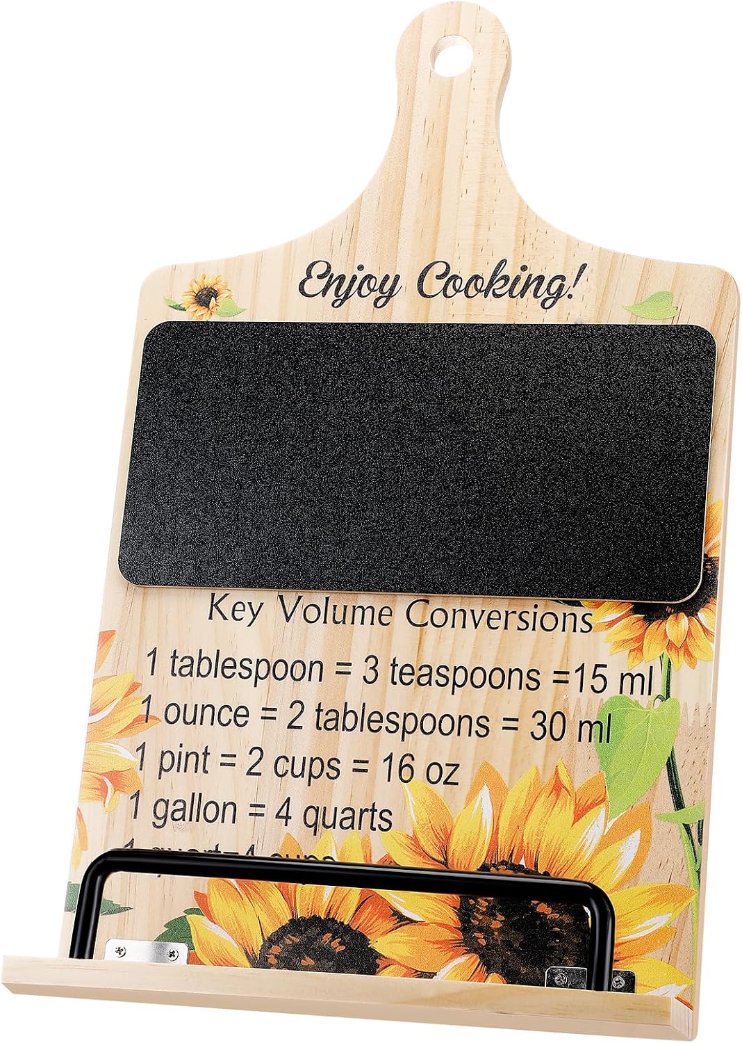 Capoda Cookbook Stand for Kitchen Counter Adjustable Sunflower Recipe Book Holder with Chalkboard Enjoy Cooking Mom Gifts Mothers Day Birthday Gift from Daughter Son Best Mom Ever Gift for Mother