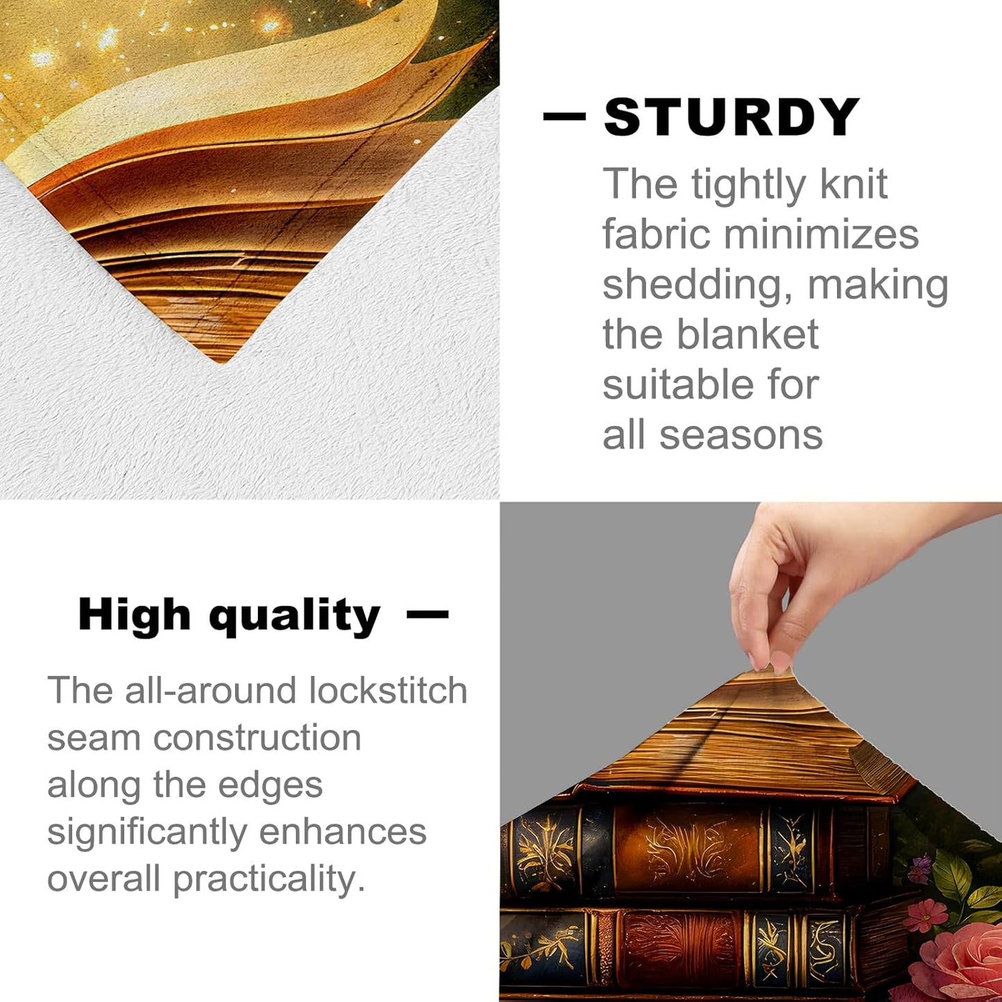 Fantasy Book Garden Throw Blanket for Book and Nature Lovers, Magical Floral Butterfly Art Flannel Throws Blankets, Dreamy Gifts, Soft Warm Cozy for Sofa Couch Bed Home Decor 60" x 50"