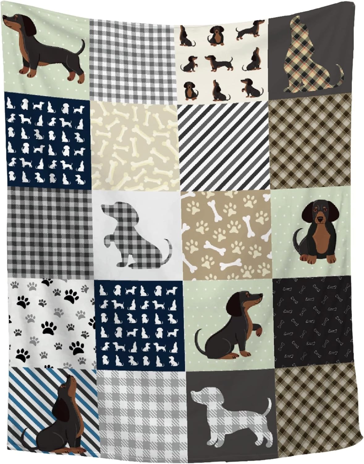 Dachshund Blanket - Cute Wiener Dog Gifts for Women - Lightweight Cozy Flannel Fleece Throw - 60"x50"