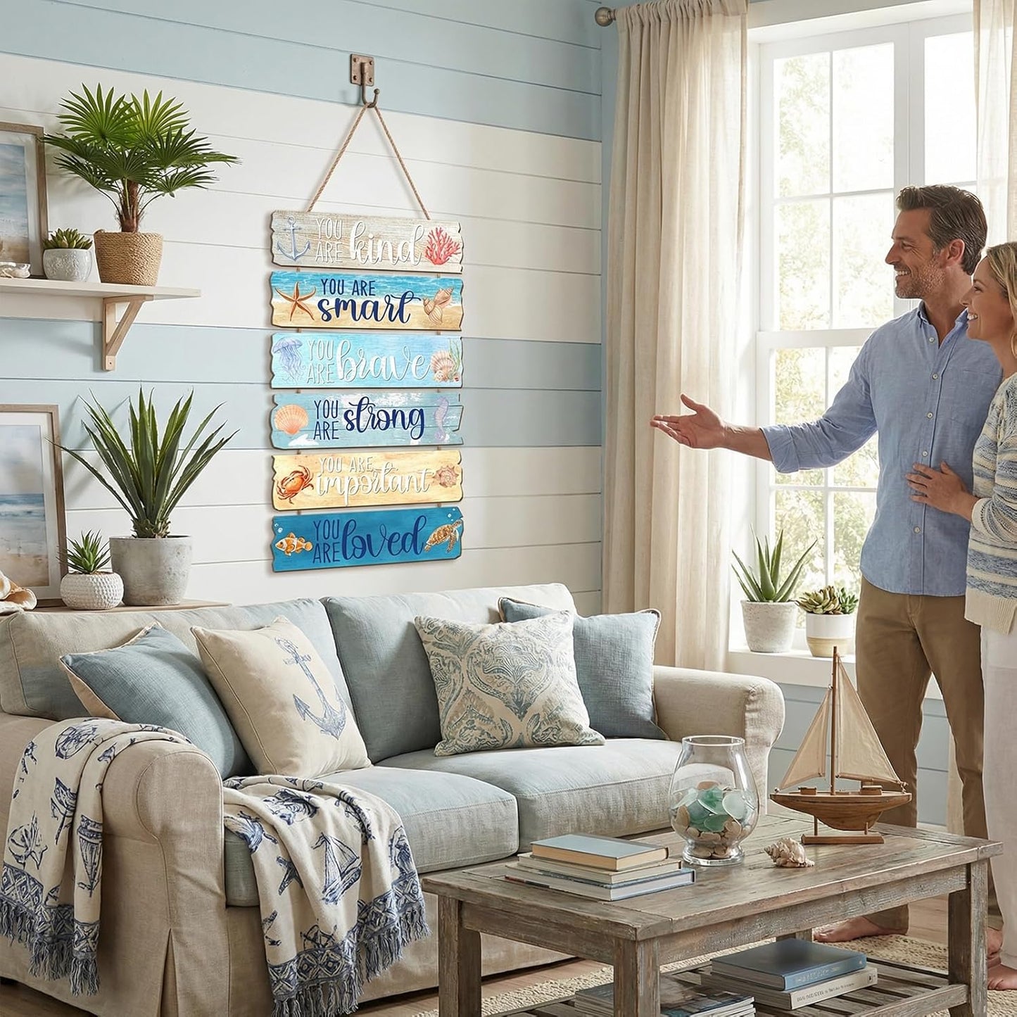 Summer Beach Wooden Wall Decor Summer Ocean Motivational Wall Art Room Decor Wooden Hanging Sign Decorations for Bedroom Bathroom Office Home Inspirational Quotes Signs Living Room Door Decorations
