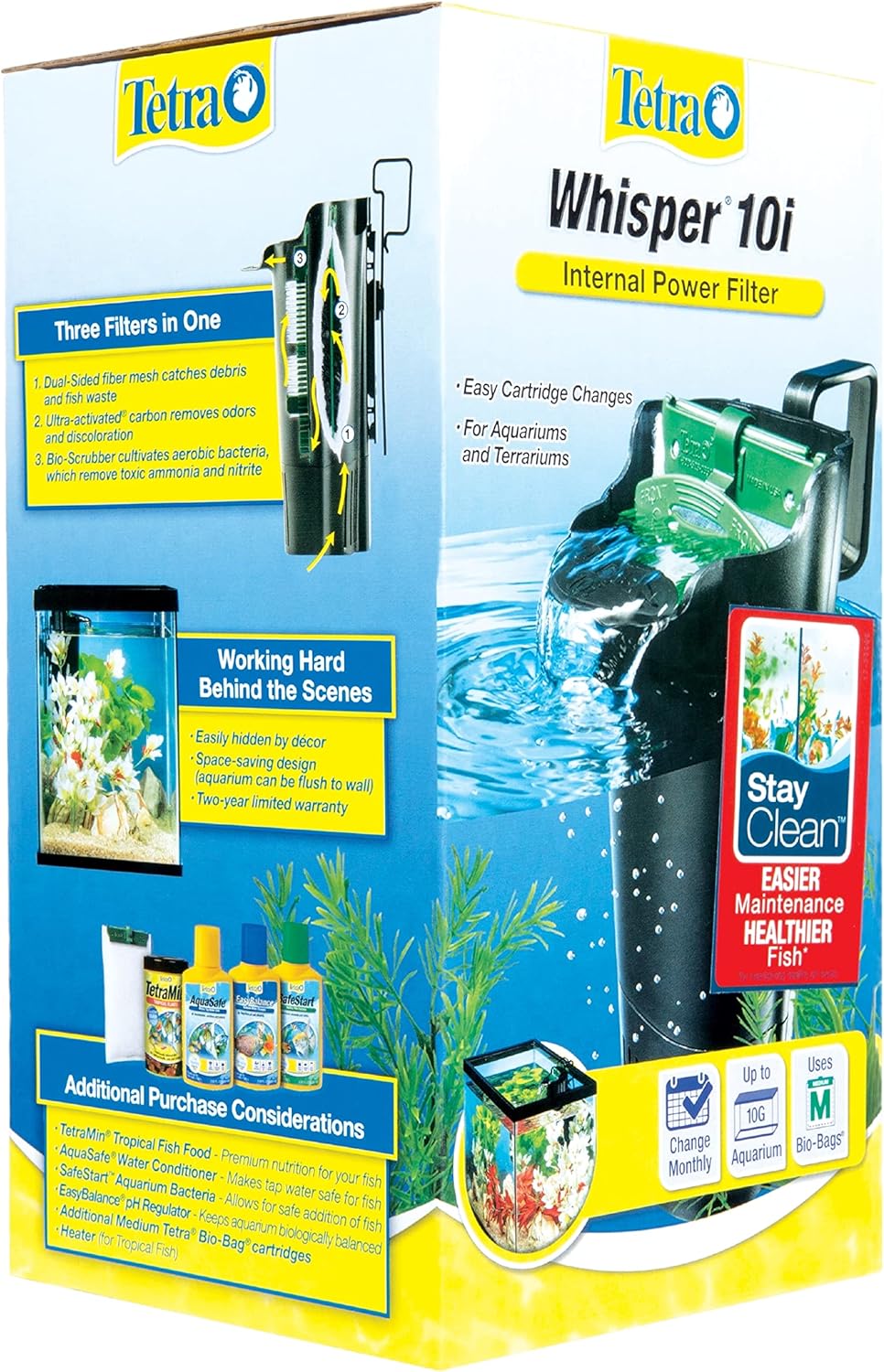 Tetra Whisper Internal Power Filter 5 To 10 Gallons, For aquariums, In-Tank Filtration, Black
