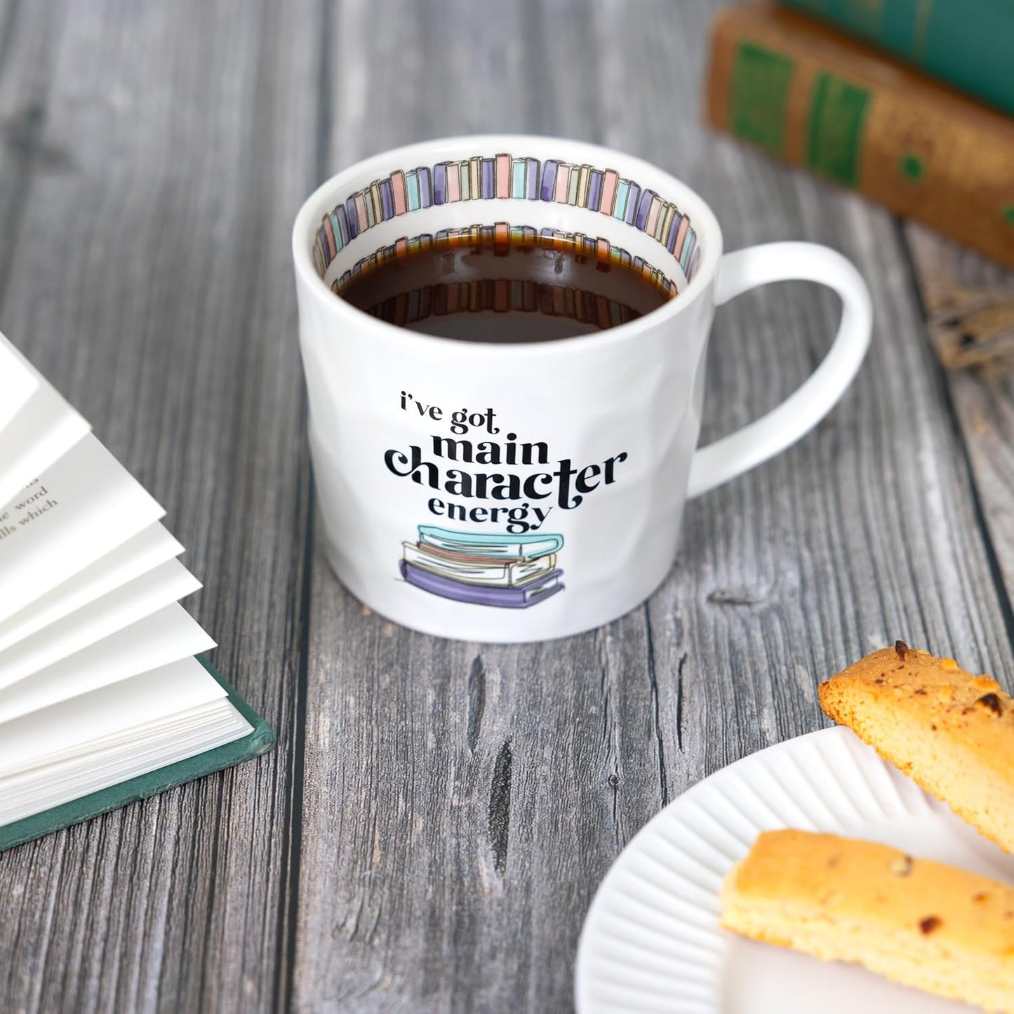 Pavilion Gift Company - Main Character - 16 oz Ceramic Mug Coffee Tea Main Character Reading Book Lover Reader Librarian Drinkware