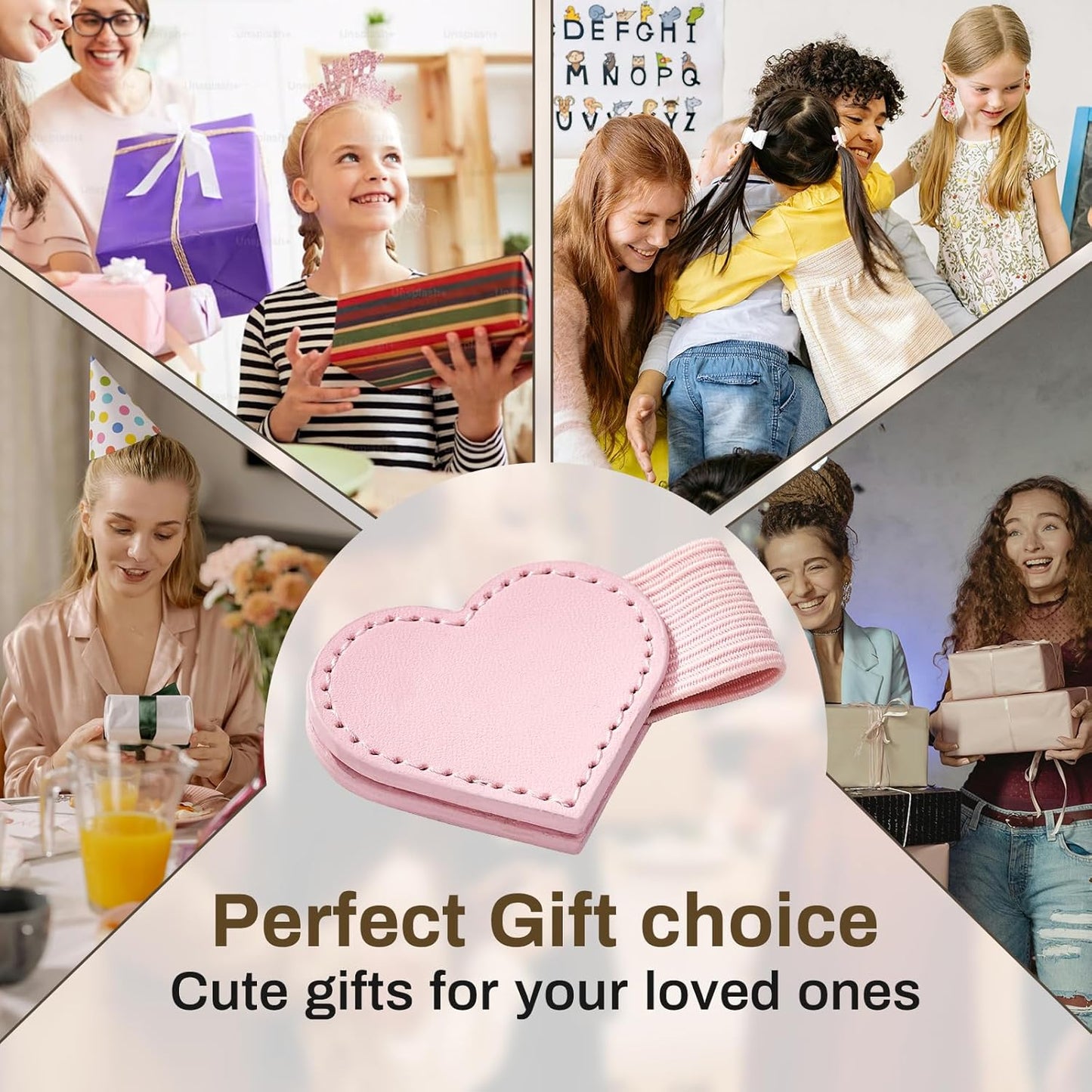 2Pcs Magnetic Leather Bookmarks with Gift Box Heart-Shaped Magnetic Pen Holder Book Marks Clip Gift for Book Lover Readers Cute Bookmark for Women, Pink