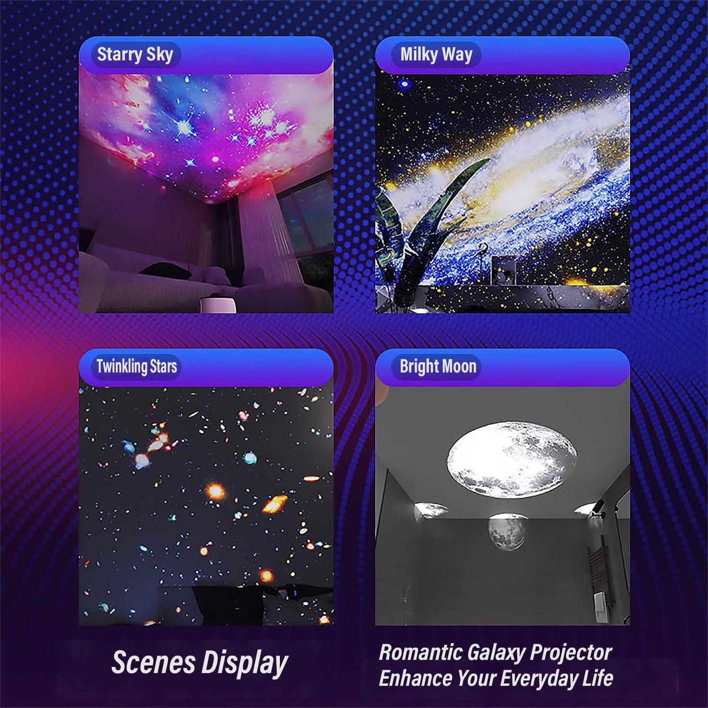 Galaxy Projector Pro, 13-in-1 Planetarium Projector - Northern Lights, Moon & Solar System, 360° Rotating with Auto-Off Timer & Speed Control, Ceiling Night Light for Astronomy Lovers, Bedroom Decor