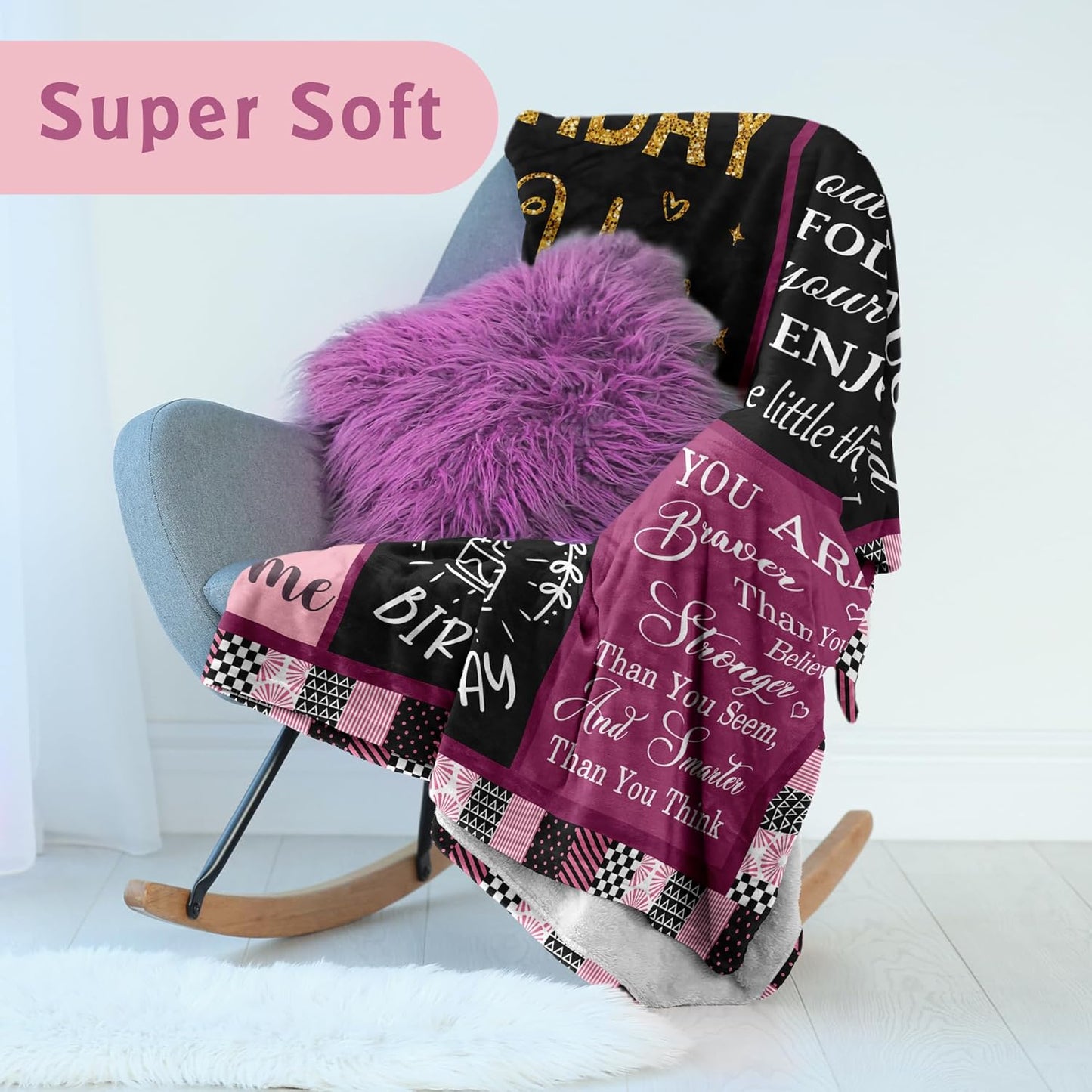 Lcobion Birthday Gifts for Women, Birthday Gifts for Woman Friendship, Gifts for Women Birthday Unique, Happy Birthday Blanket 50" X 60" for Her Woman Mom Wife Grandma Sister Friends Girls