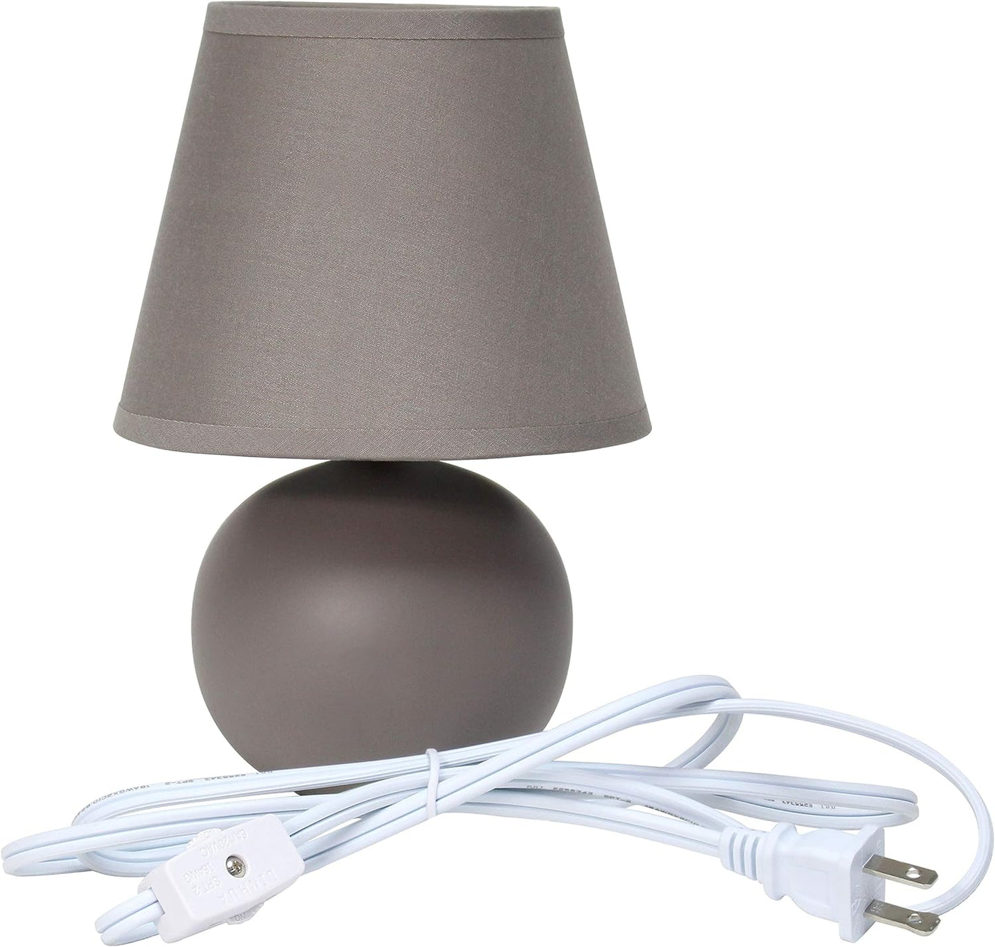 Simple Designs LT2008-GRY Mini Ceramic Globe Table Lamp with Matching Fabric Shade, Gray 5.51 x 5.51 x 8.66